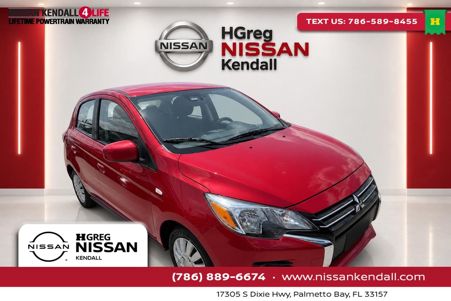 Red 2024 Mitsubishi Mirage Hatchback Front-Wheel Drive Continuously Variable Transmission