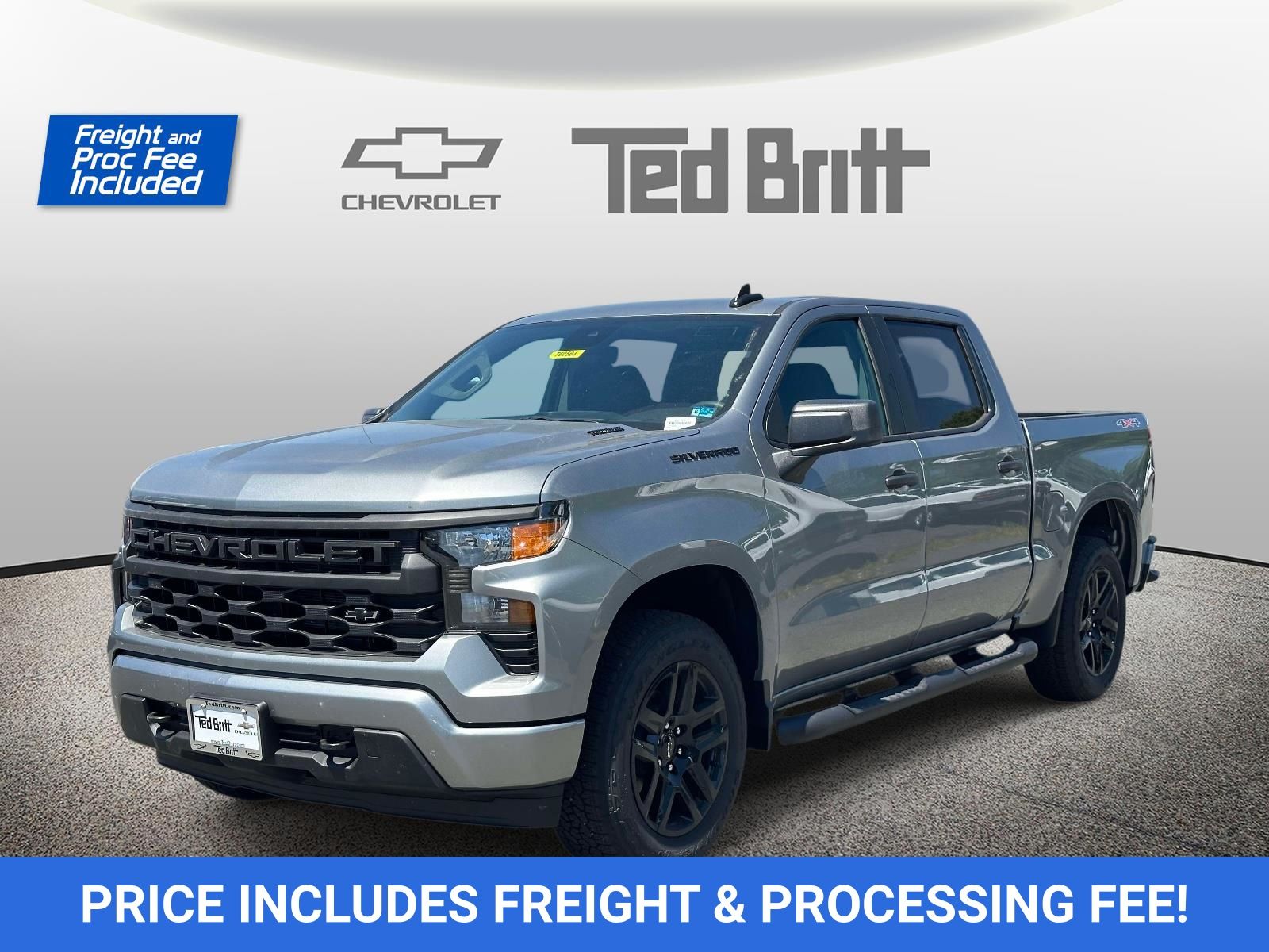 Sterling Gray Metallic 2026 Chevrolet Silverado 1500 Custom Crew Cab 4WD Pickup Truck Four-Wheel Drive 8-Speed Automatic
