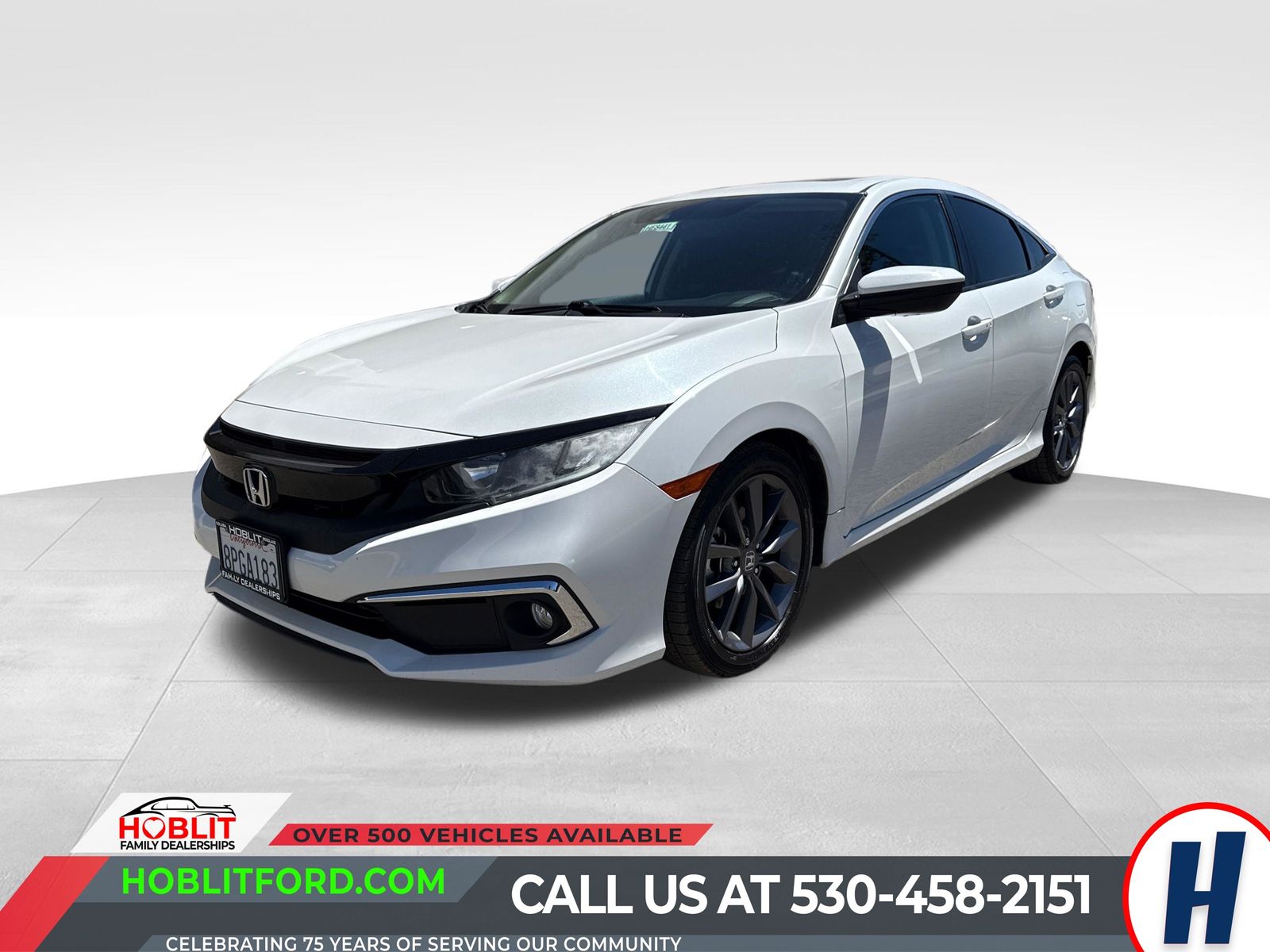 Platinum White Pearl 2020 Honda Civic Sedan Front-Wheel Drive Continuously Variable Transmission