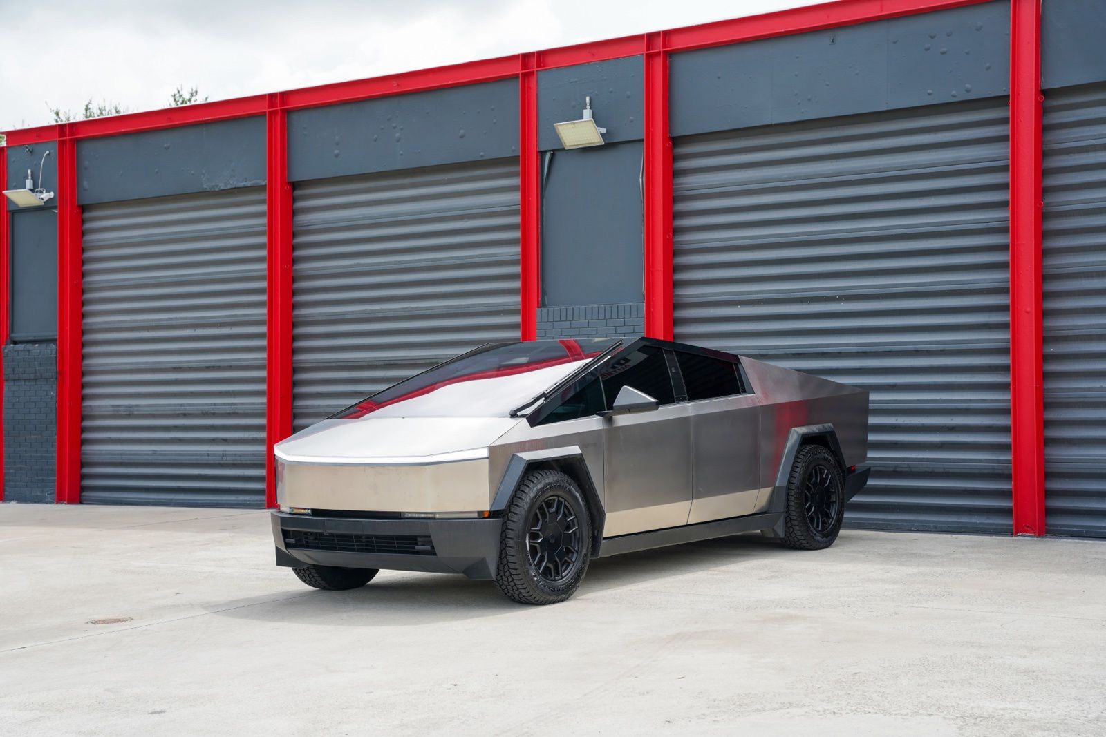 Silver 2024 Tesla Cybertruck Pickup Truck All-Wheel Drive 1-Speed Automatic