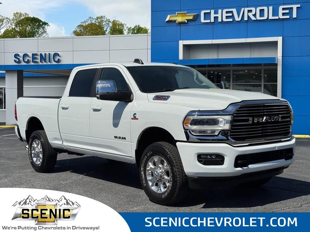 Bright White Clearcoat 2024 RAM 2500 Laramie Crew Cab 4WD Pickup Truck Four-Wheel Drive 6-Speed Automatic