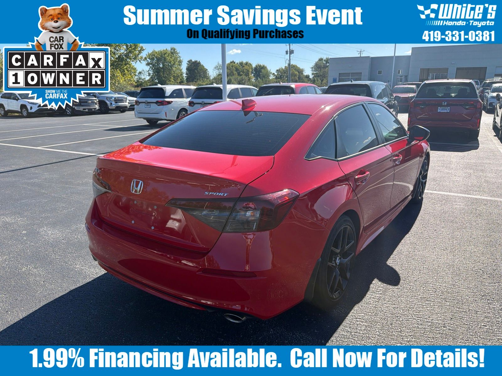 Red 2025 Honda Civic Sedan Front-Wheel Drive Continuously Variable Transmission
