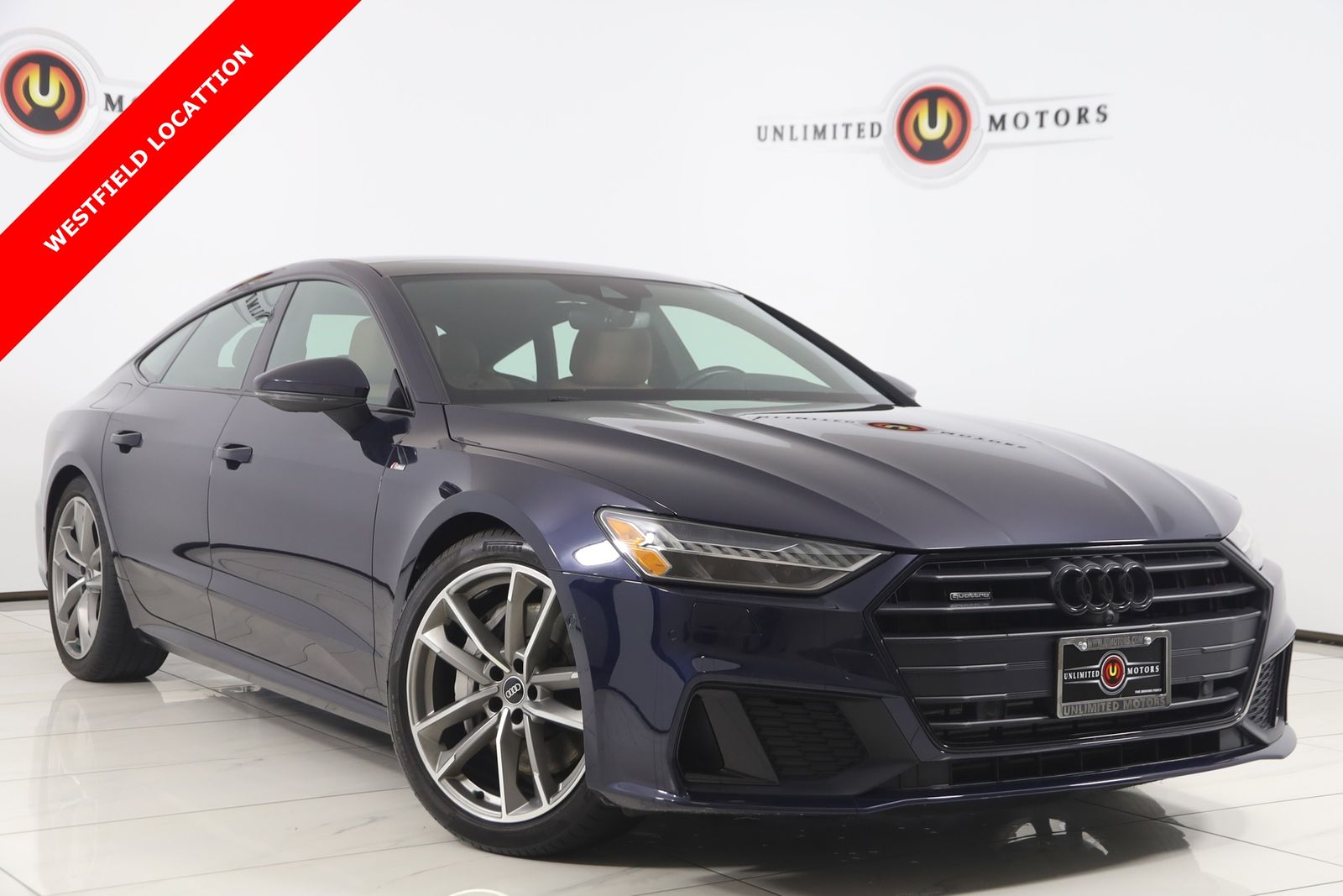 Blue Metallic 2021 Audi A7 e quattro Premium Plus 55 TFSI AWD Sedan All-Wheel Drive 7-Speed Automatic