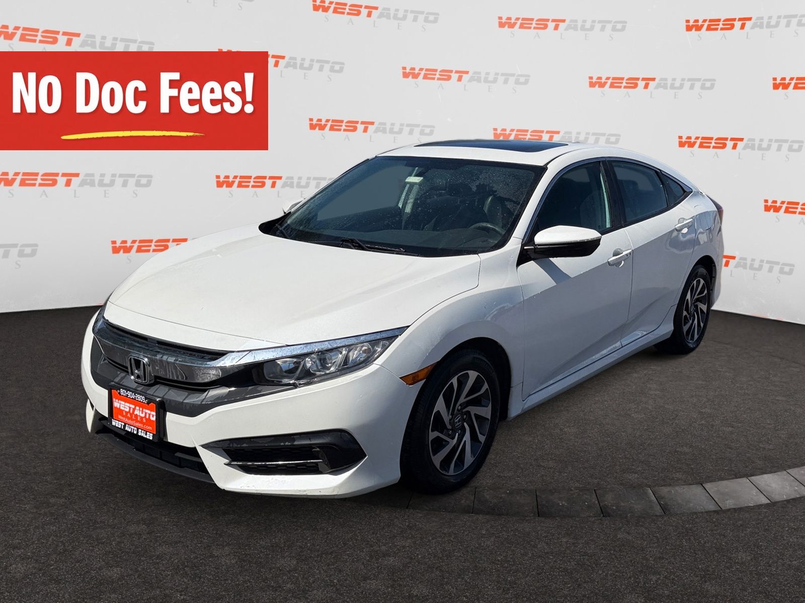 White 2017 Honda Civic EX Sedan Front-Wheel Drive Continuously Variable Transmission