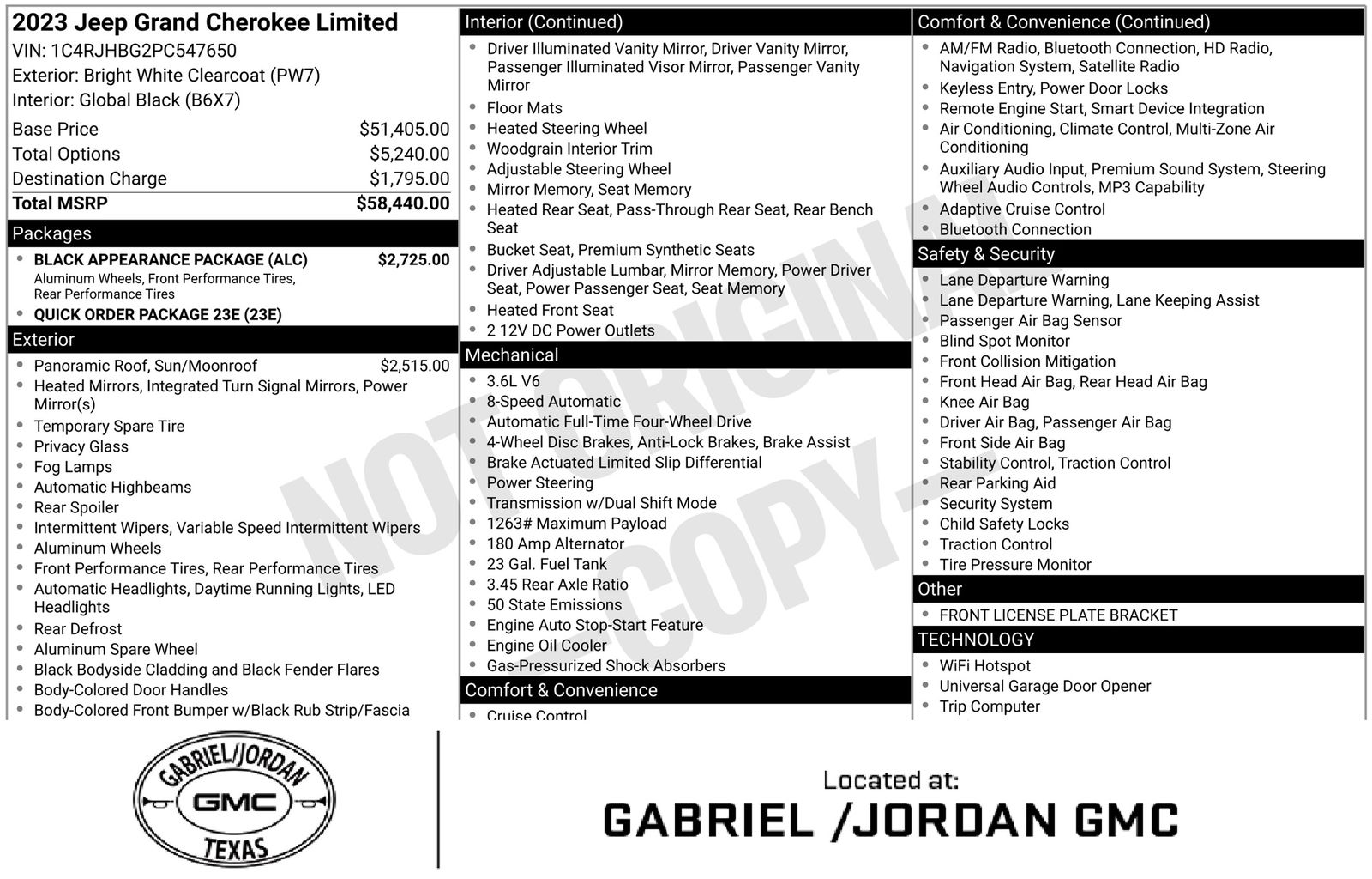 Bright White Clearcoat 2023 Jeep Grand Cherokee SUV / Crossover Four-Wheel Drive 8-Speed Automatic