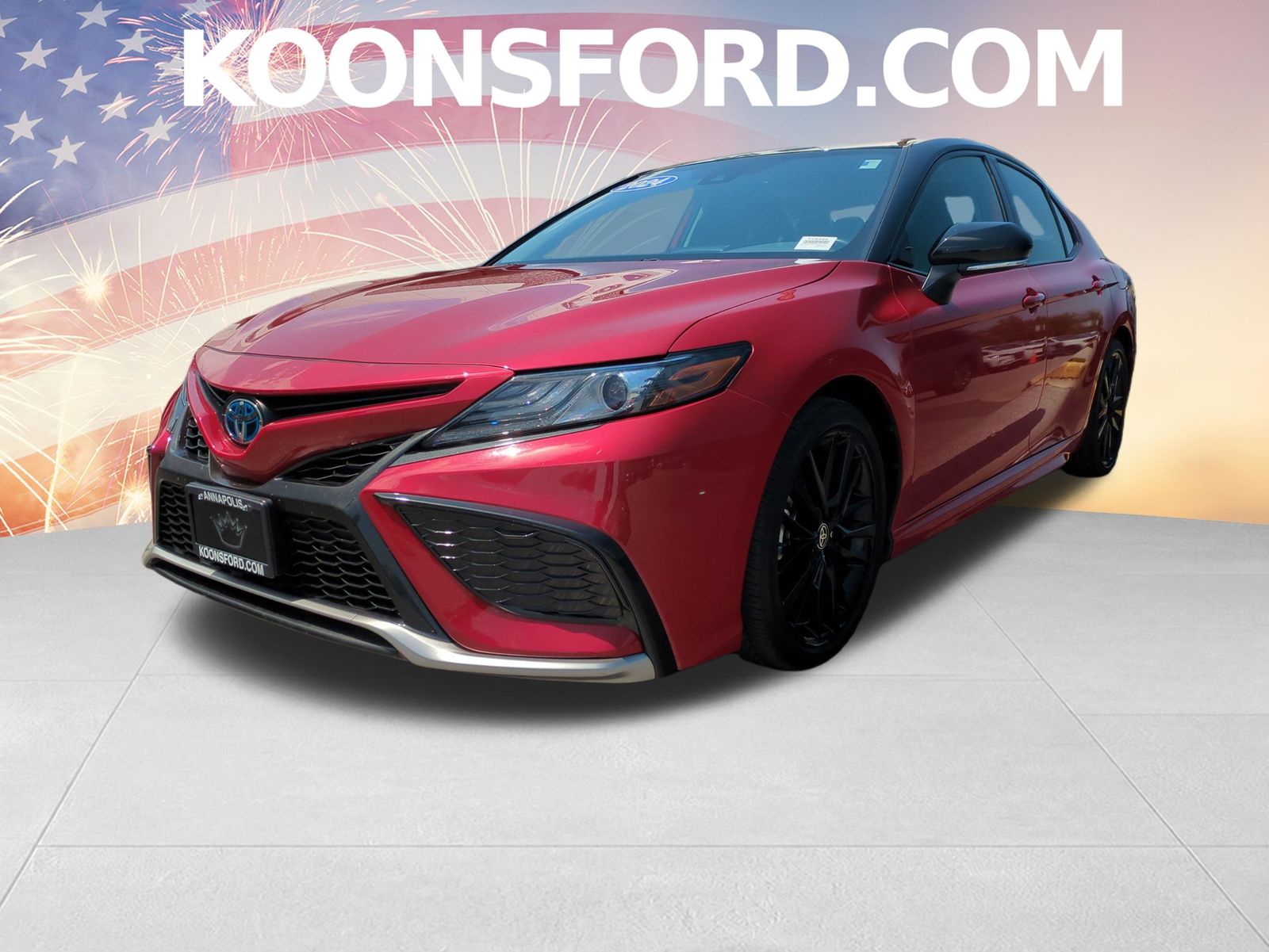 Supersonic Red/Midnight Black Metallic 2024 Toyota Camry Hybrid Sedan Front-Wheel Drive Continuously Variable Transmission