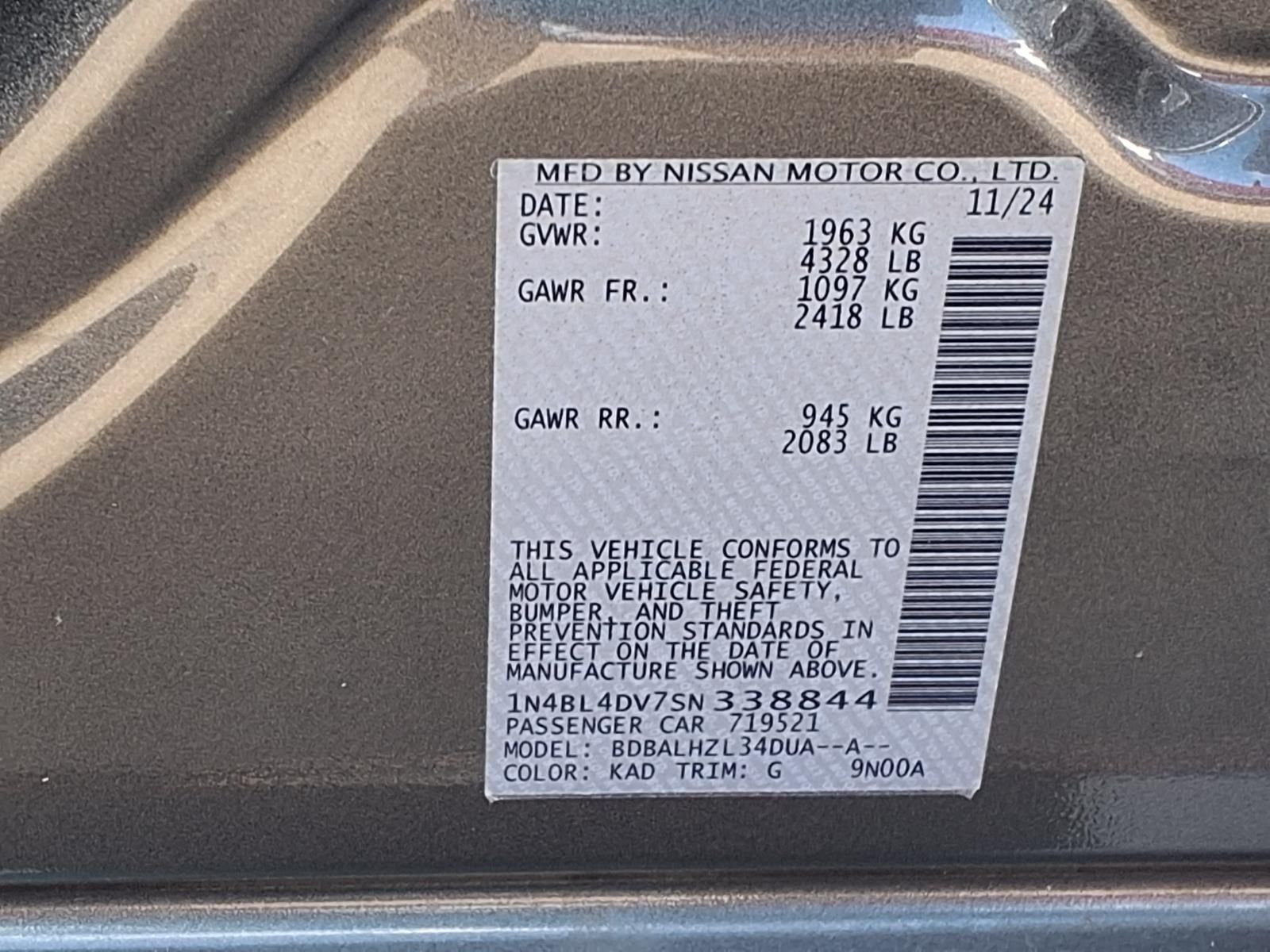 2025 Nissan Altima 2.5 SV Gray at Central Houston Nissan