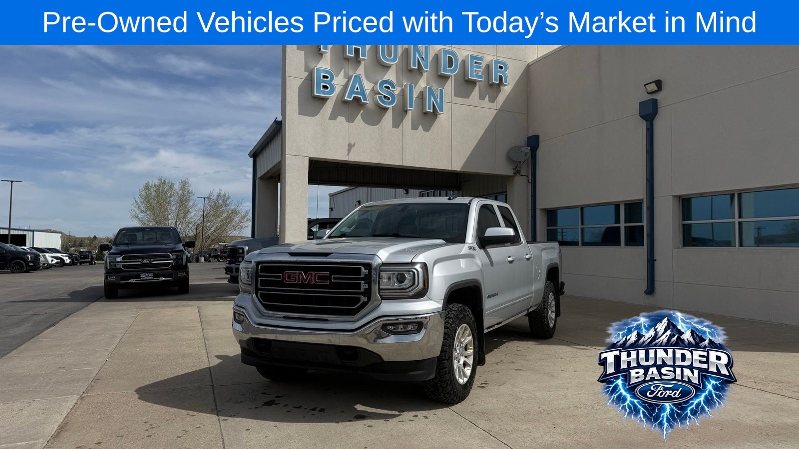 Silver 2018 GMC Sierra 1500 SLE Double Cab 4WD Pickup Truck Four-Wheel Drive 6-Speed Automatic Overdrive