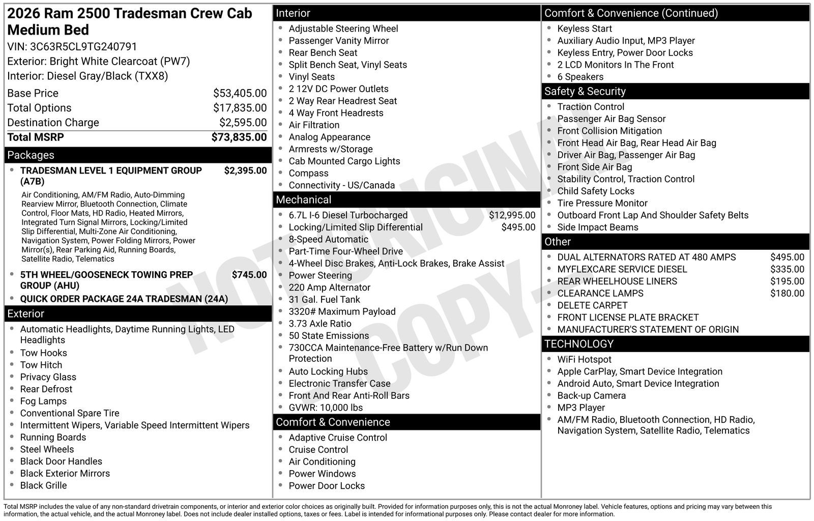 New 2026 Bright White Clear-Coat Exterior Paint RAM Tradesman image 5