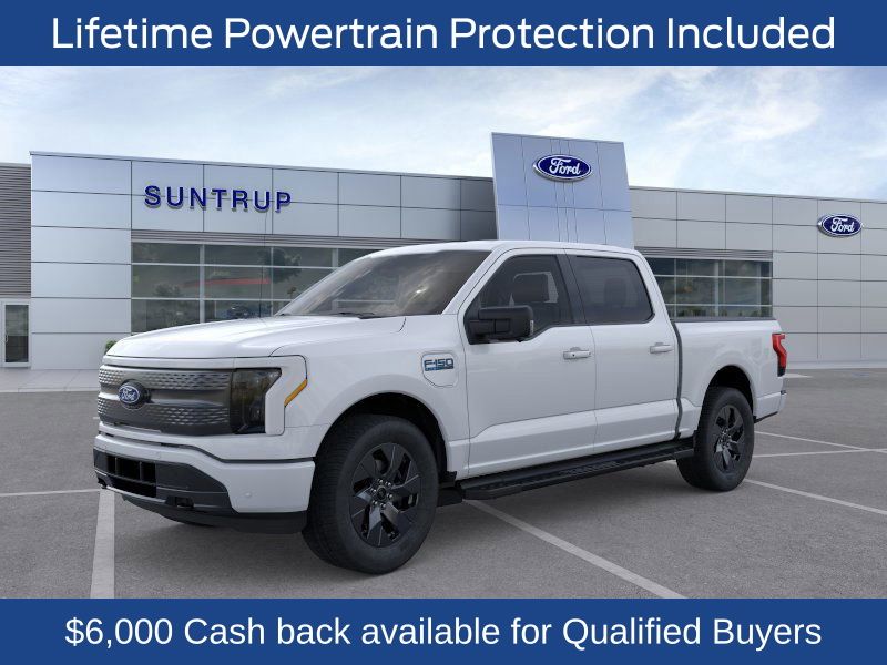 Oxford White 2025 Ford F-150 Lightning Flash SuperCrew AWD Pickup Truck All-Wheel Drive Automatic