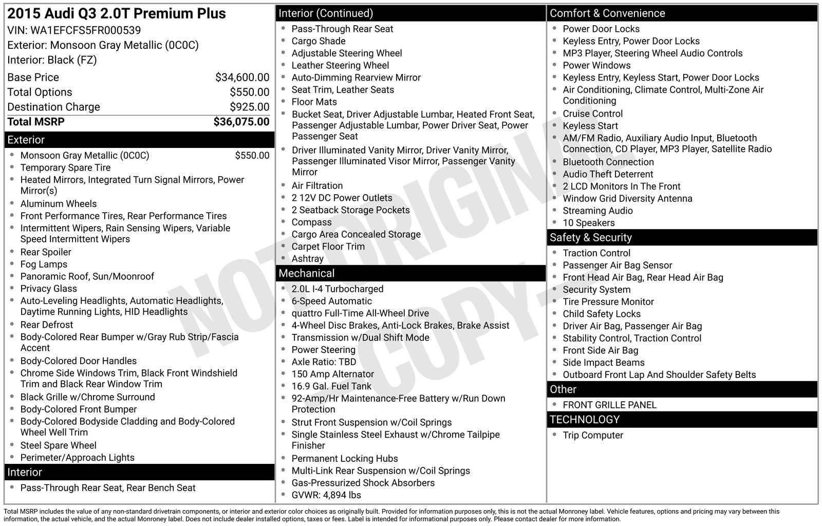 Used Car 2015 Audi Q3  2.0t Premium Plus For Sale Under $12,000 In Austin, Texas