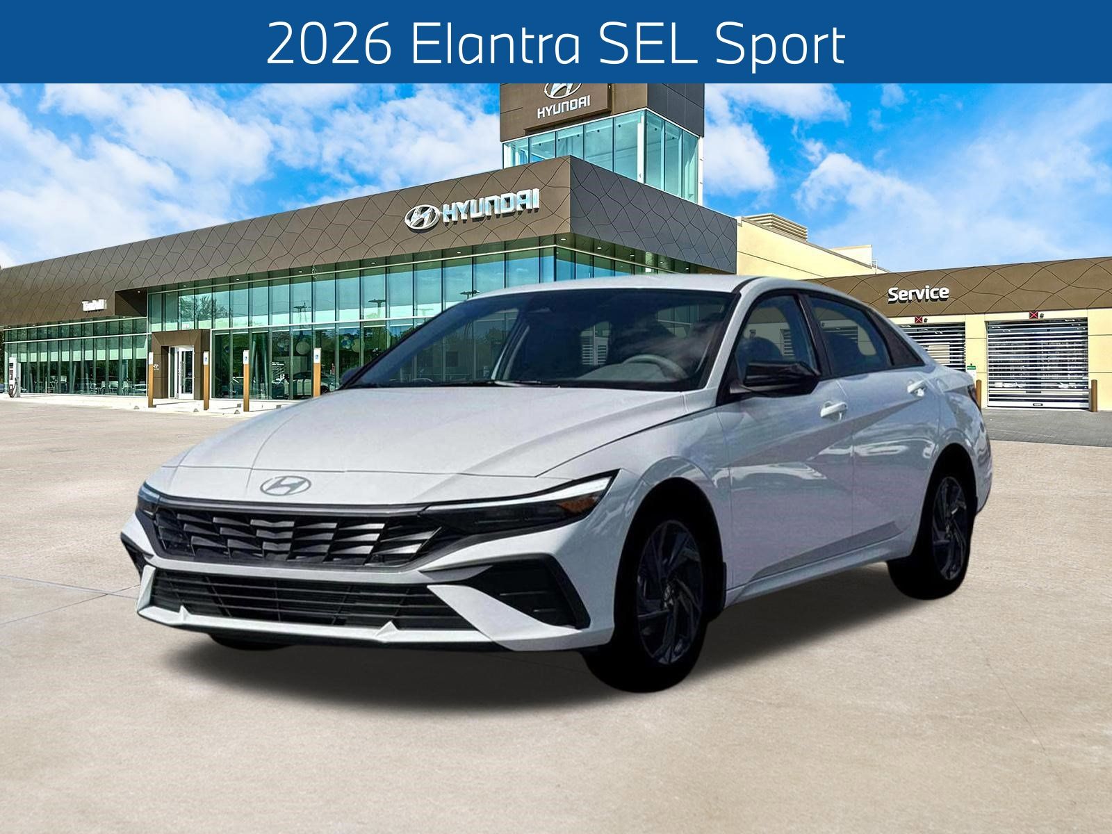 Serenity White 2026 Hyundai Elantra SEL Sport FWD Sedan Front-Wheel Drive Continuously Variable Transmission