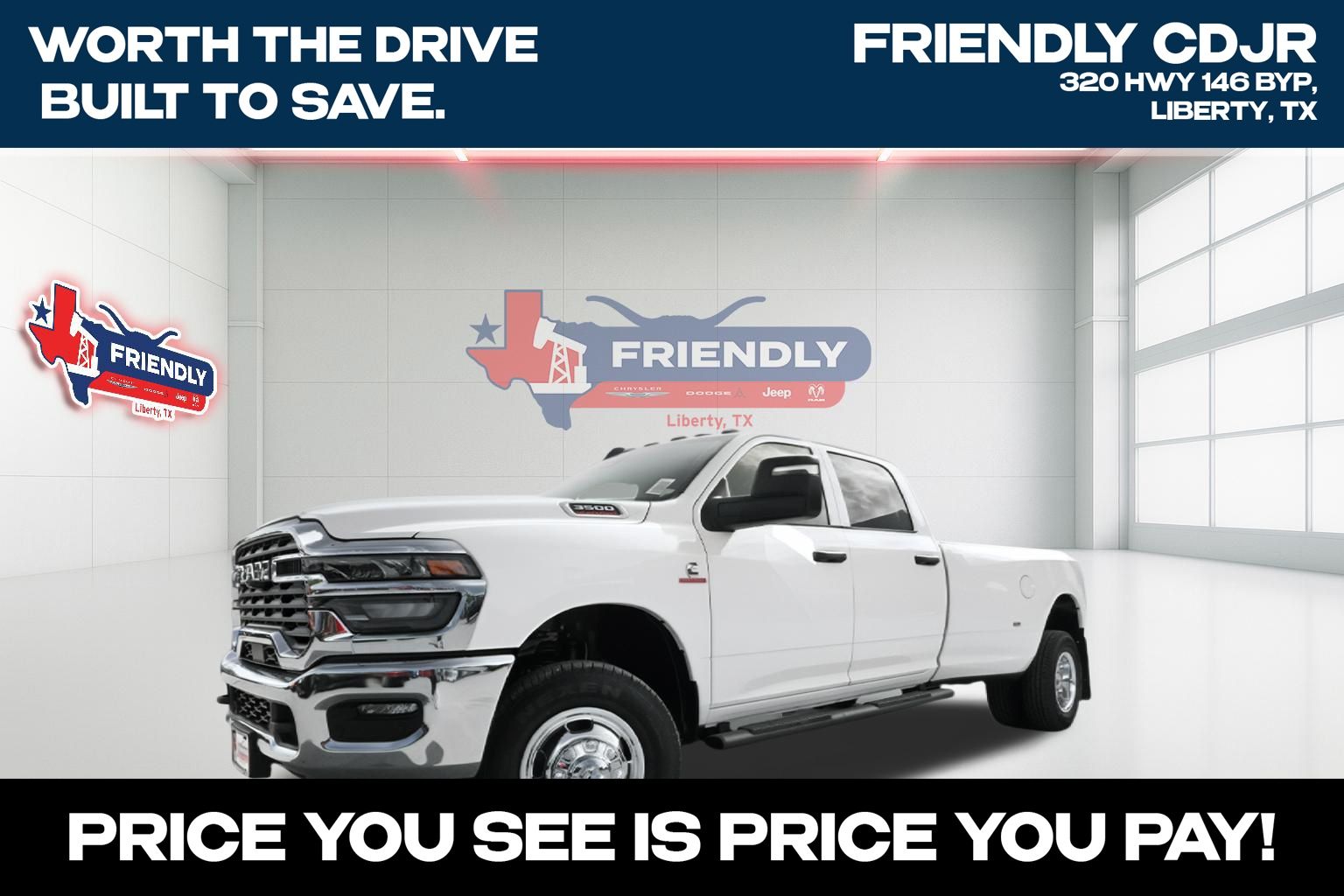 Bright White Clearcoat 2026 RAM 3500 Pickup Truck Four-Wheel Drive 8-Speed Automatic