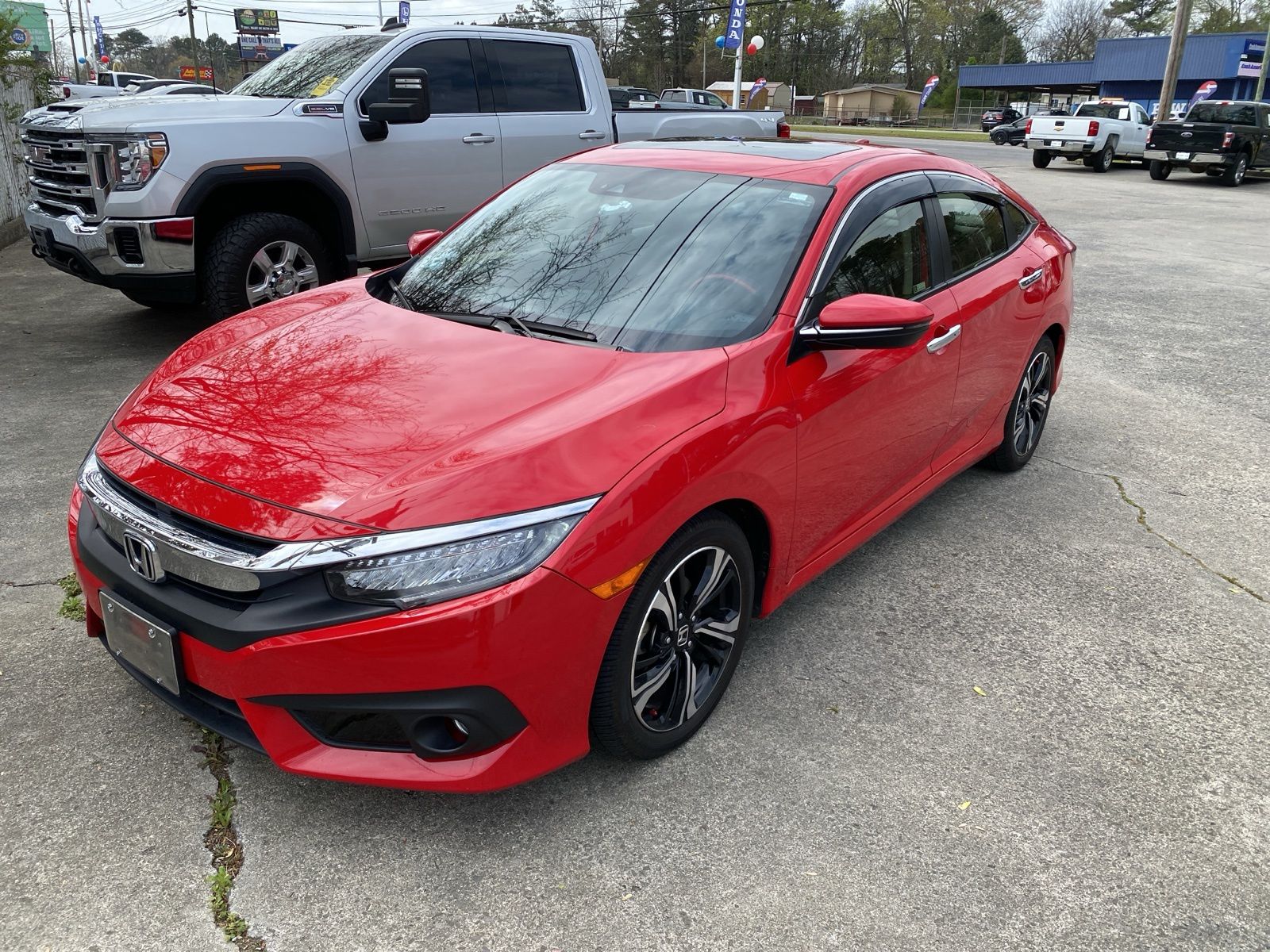 Red 2018 Honda Civic Touring Sedan Front-Wheel Drive Continuously Variable Transmission