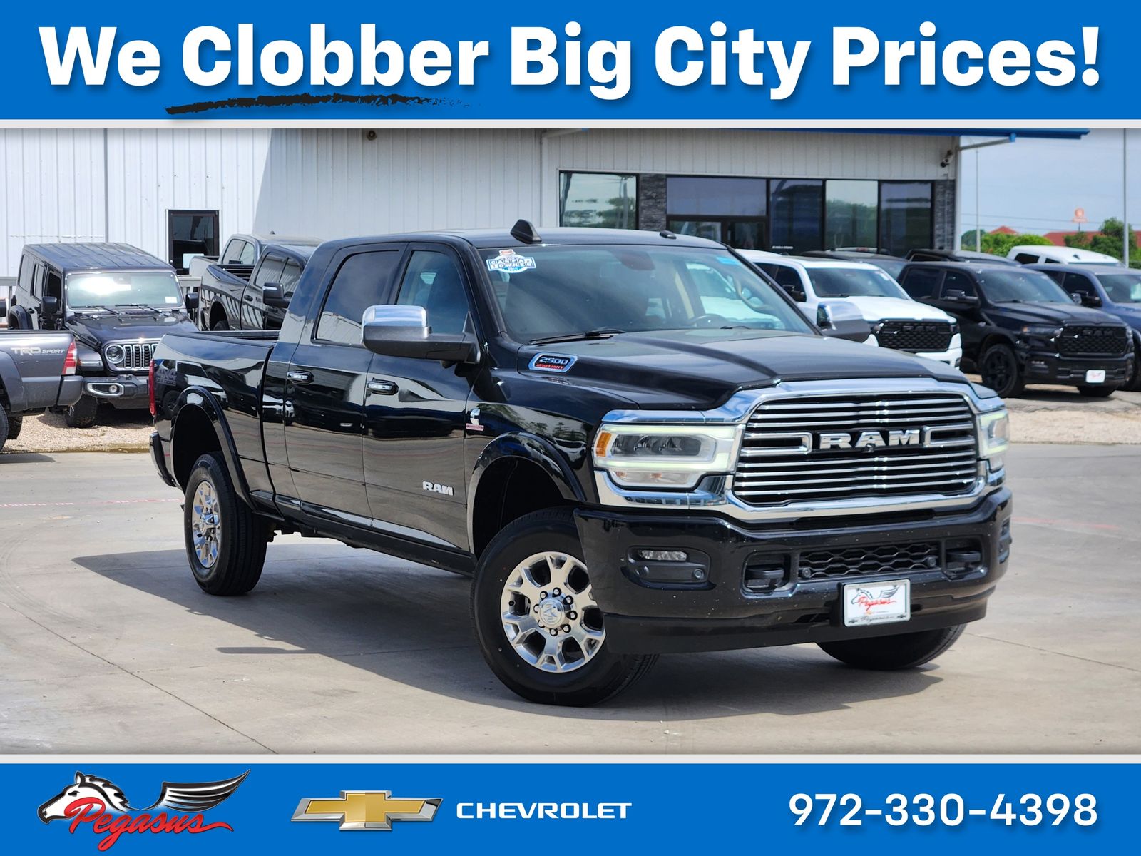 Diamond Black Crystal Pearlcoat 2020 RAM 2500 Laramie Mega Cab 4WD Pickup Truck Four-Wheel Drive 6-Speed Automatic