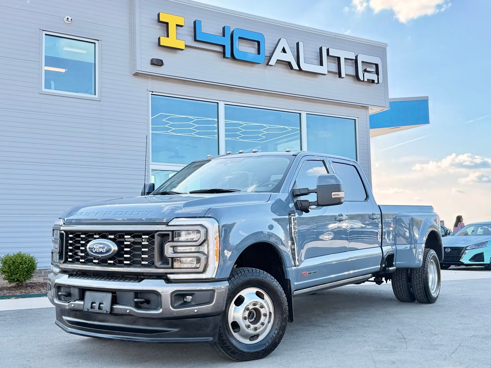 Blue (Azure Gray Metallic Tri-Coat) 2023 Ford F-350 Super Duty Lariat Crew Cab LB DRW 4WD Pickup Truck Four-Wheel Drive Automatic