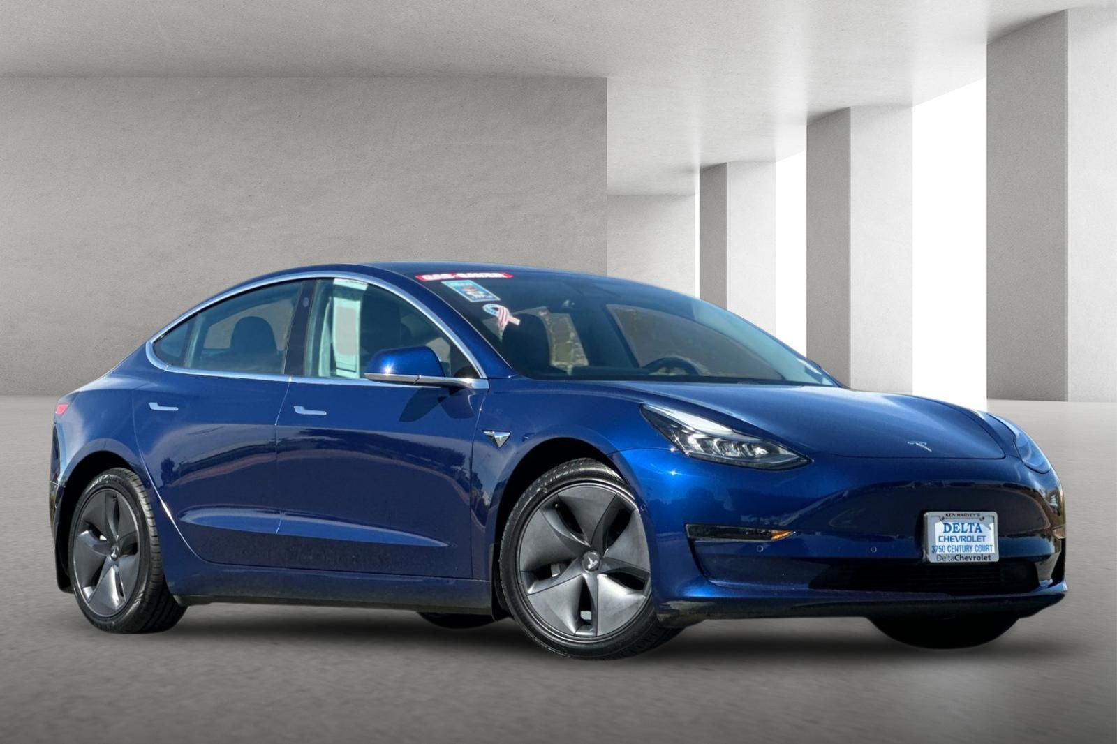 Deep Blue Metallic 2019 Tesla Model 3 Sedan All-Wheel Drive 1-Speed Automatic