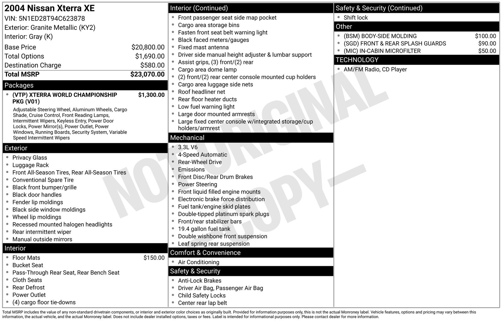 Used Car 2004 Nissan Xterra  For Sale Under $10,000 In Austin, Texas