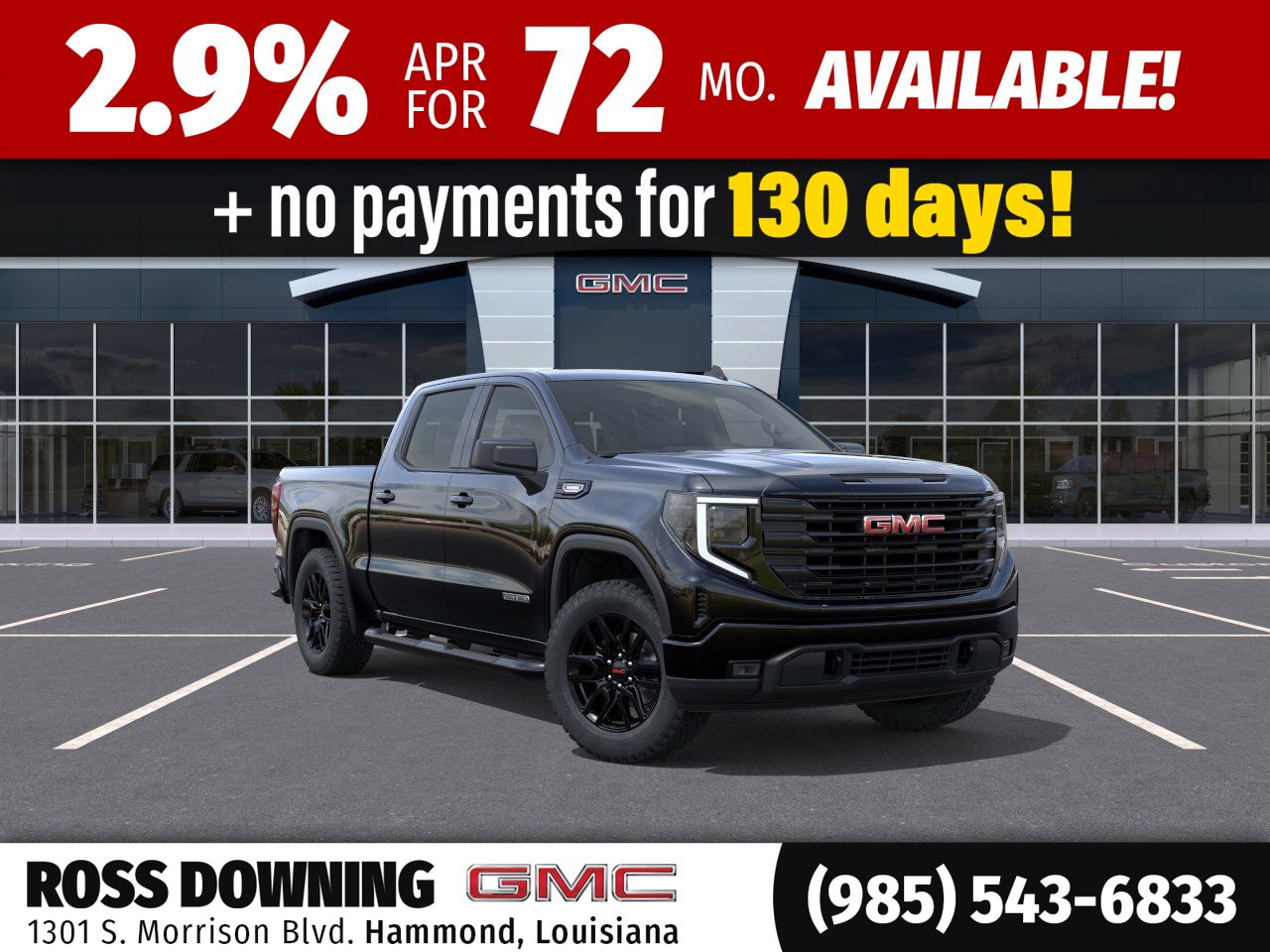 Onyx Black 2026 GMC Sierra 1500 Elevation Crew Cab RWD Pickup Truck 4X2 8-Speed Automatic