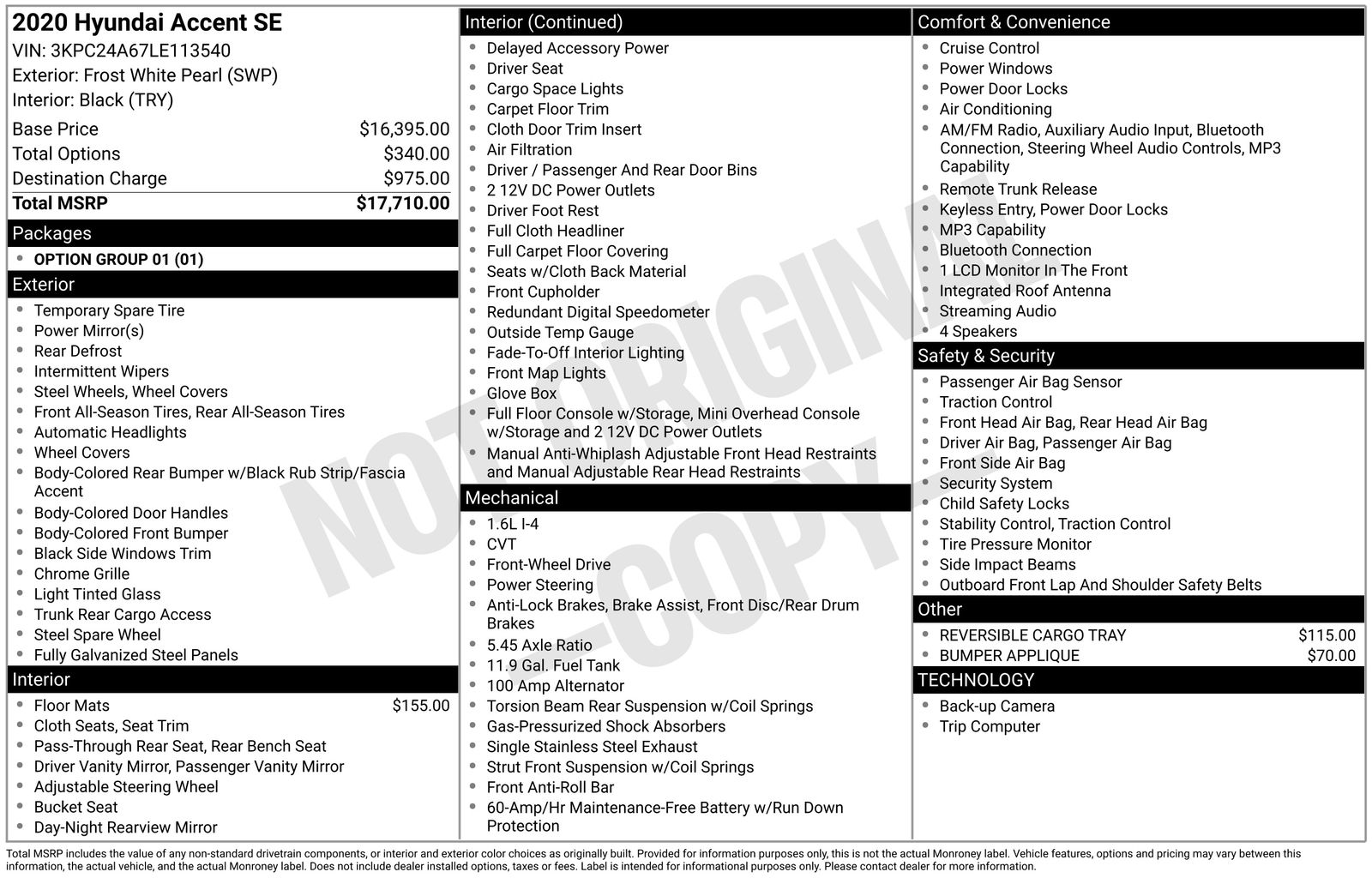 Frost White Pearl 2020 Hyundai Accent SE Sedan FWD Sedan Front-Wheel Drive Continuously Variable Transmission