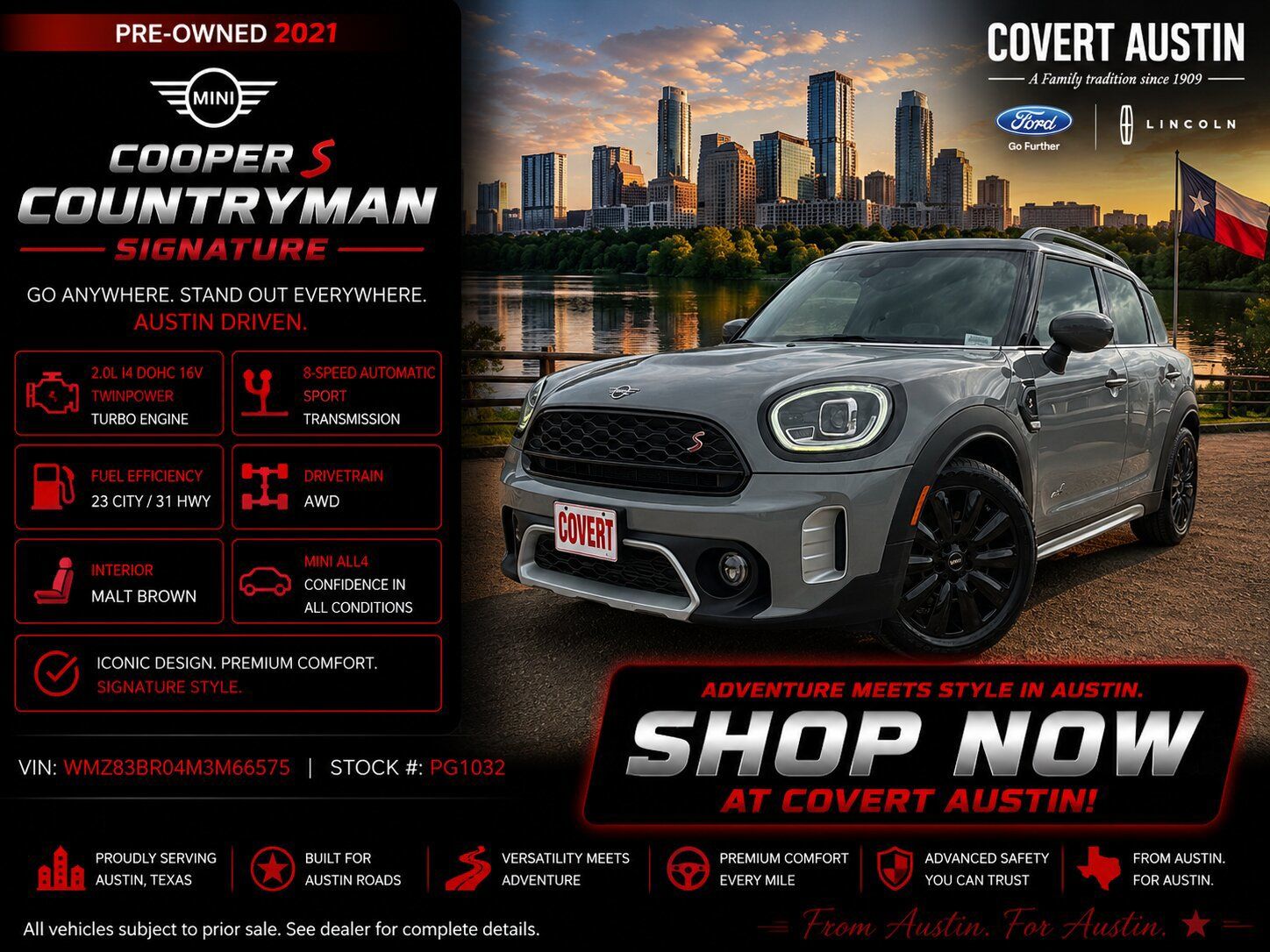 Used Car 2021 Mini Cooper S Countryman  Signature For Sale Under $25,000 In Austin, Texas
