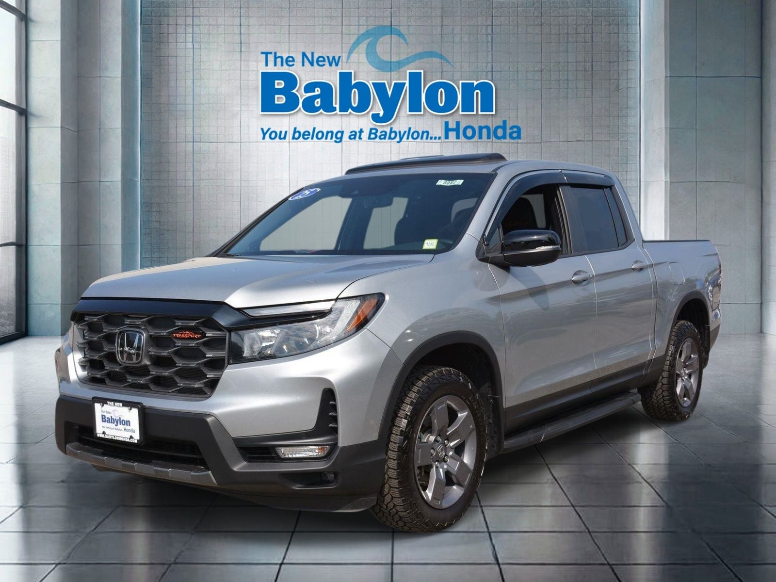 Gray (Modern Steel Metallic) 2025 Honda Ridgeline Pickup Truck All-Wheel Drive 9-Speed Automatic