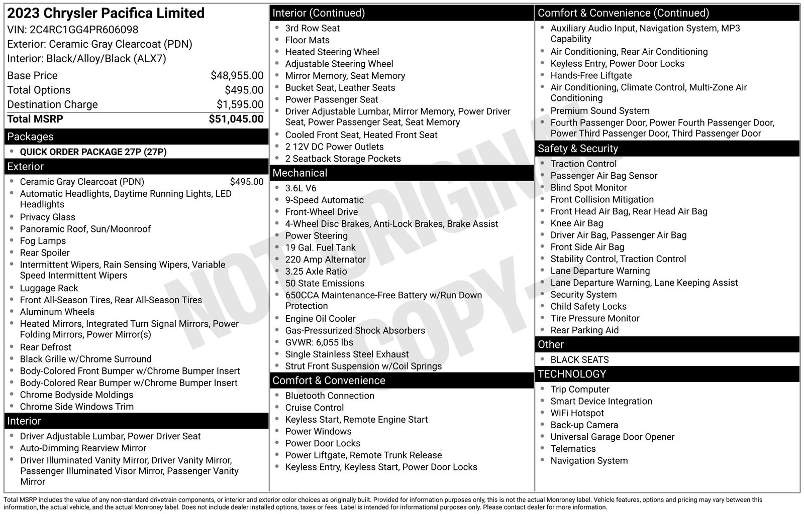 Used Car 2023 Chrysler Pacifica  Limited For Sale Under $30,000 In Austin, Texas