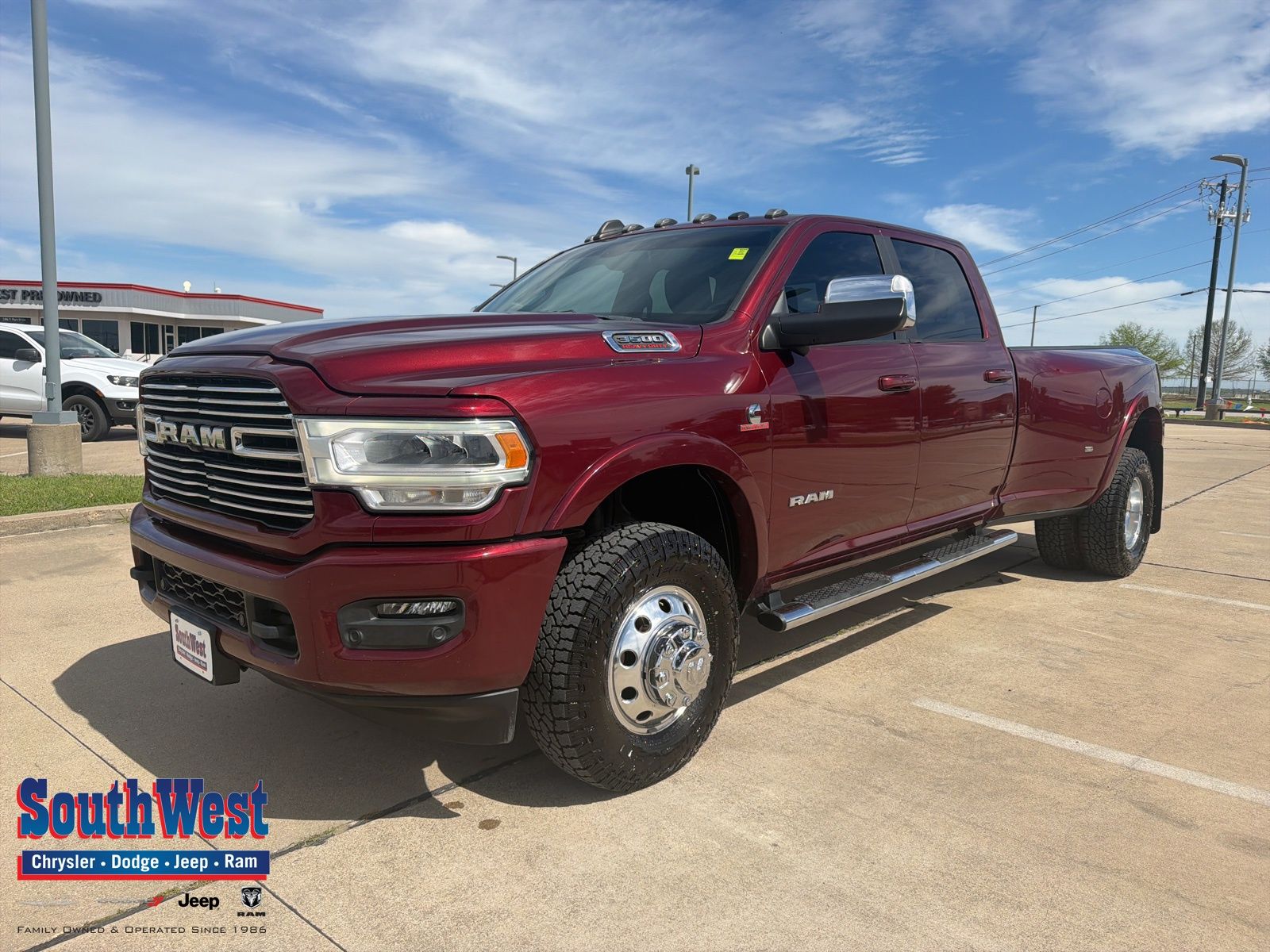 Delmonico Red Pearlcoat 2021 RAM 3500 Laramie Crew Cab LB DRW 4WD Pickup Truck Four-Wheel Drive 6-Speed Automatic