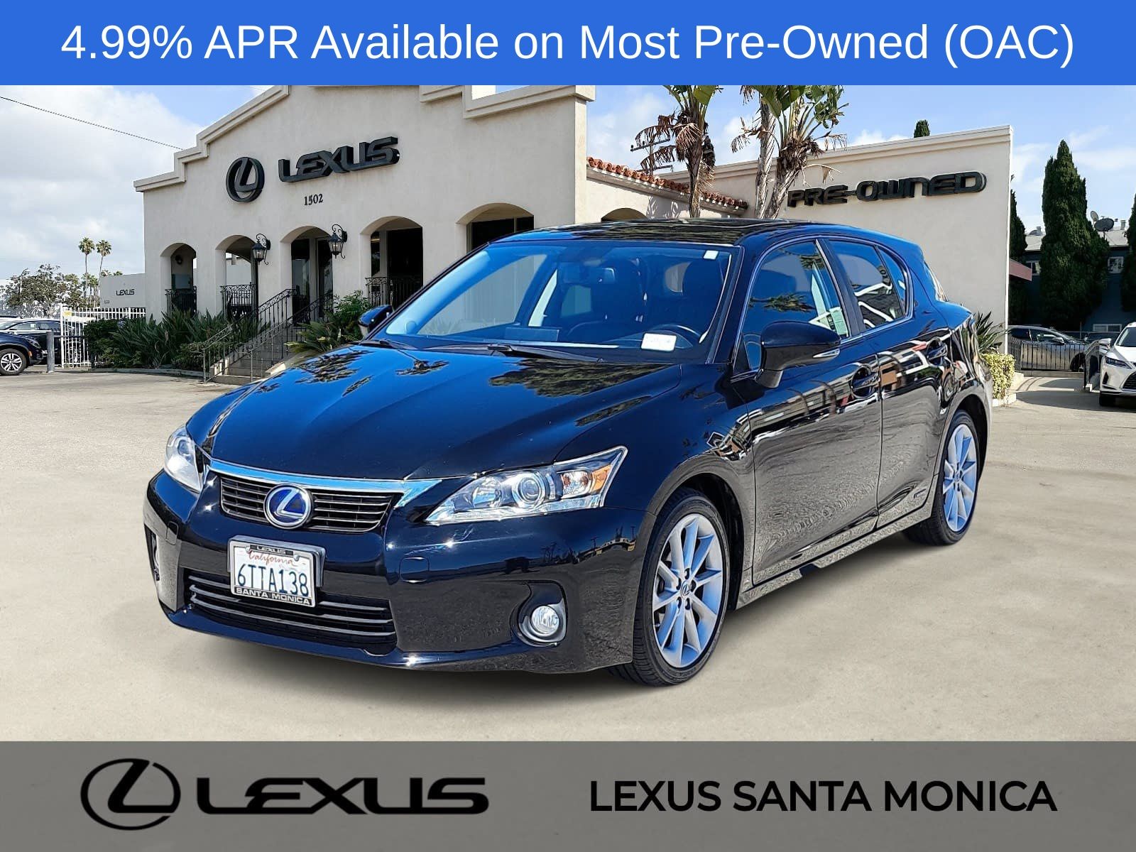 Black (Obsidian) 2012 Lexus CT Hybrid Wagon Front-Wheel Drive Continuously Variable Transmission