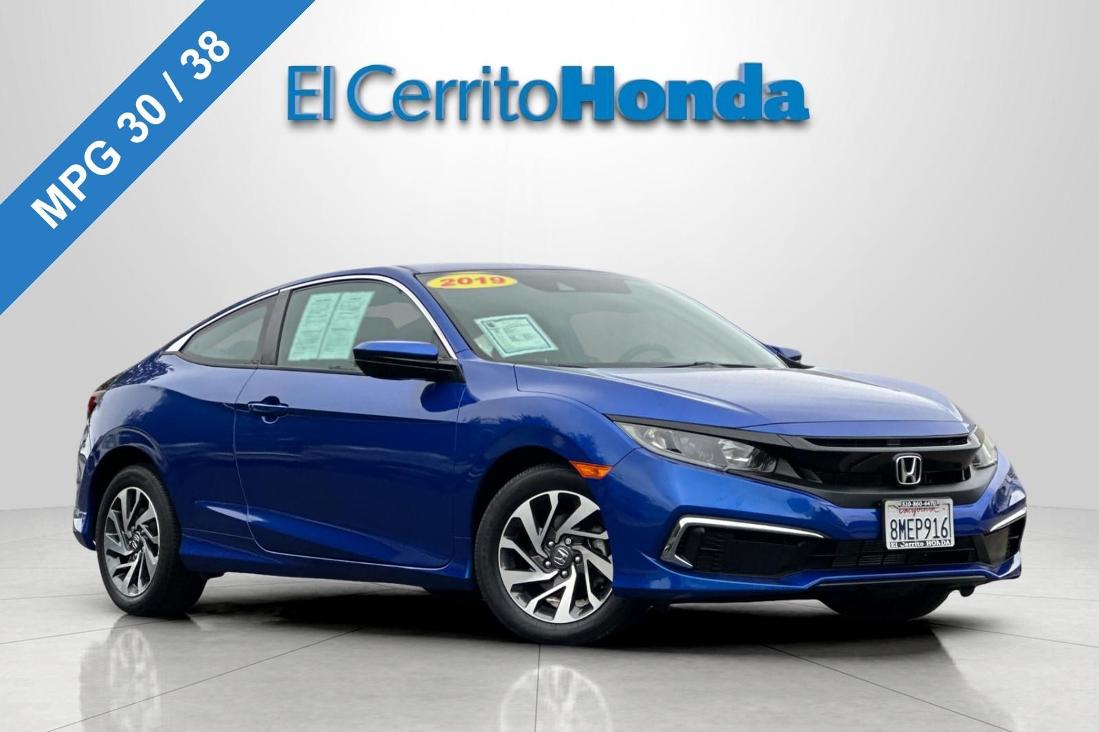 Aegean Blue Metallic 2019 Honda Civic Coupe Coupe Front-Wheel Drive Continuously Variable Transmission