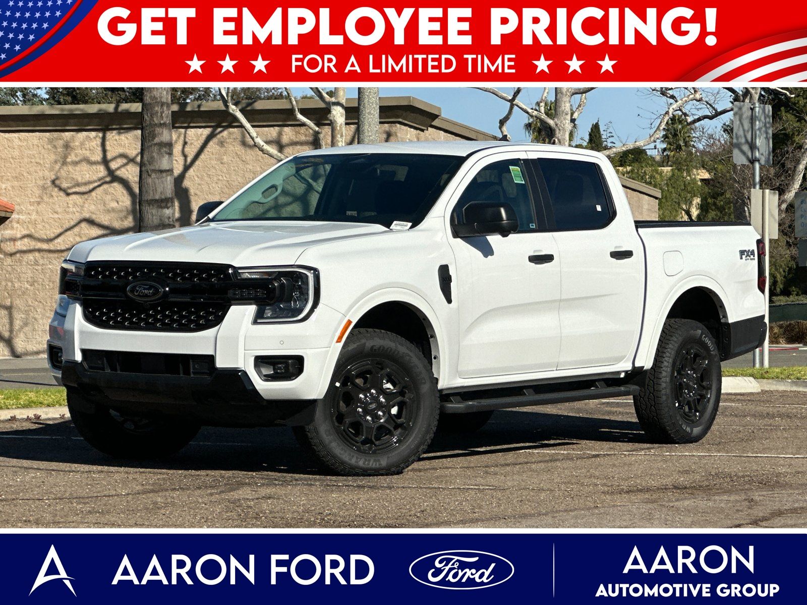 Oxford White 2025 Ford Ranger XLT SuperCrew 4WD Pickup Truck Four-Wheel Drive Automatic