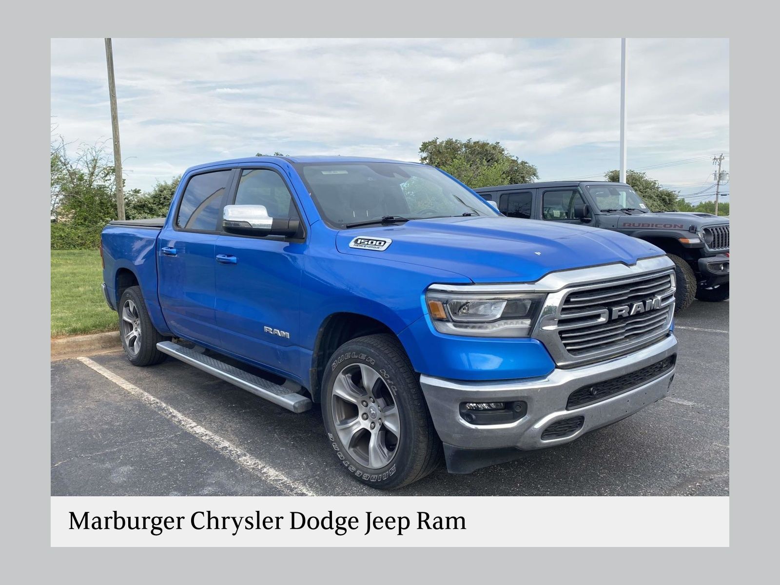 Hydro Blue Pearlcoat 2023 RAM 1500 Laramie Crew Cab 4WD Pickup Truck Four-Wheel Drive 8-Speed Automatic