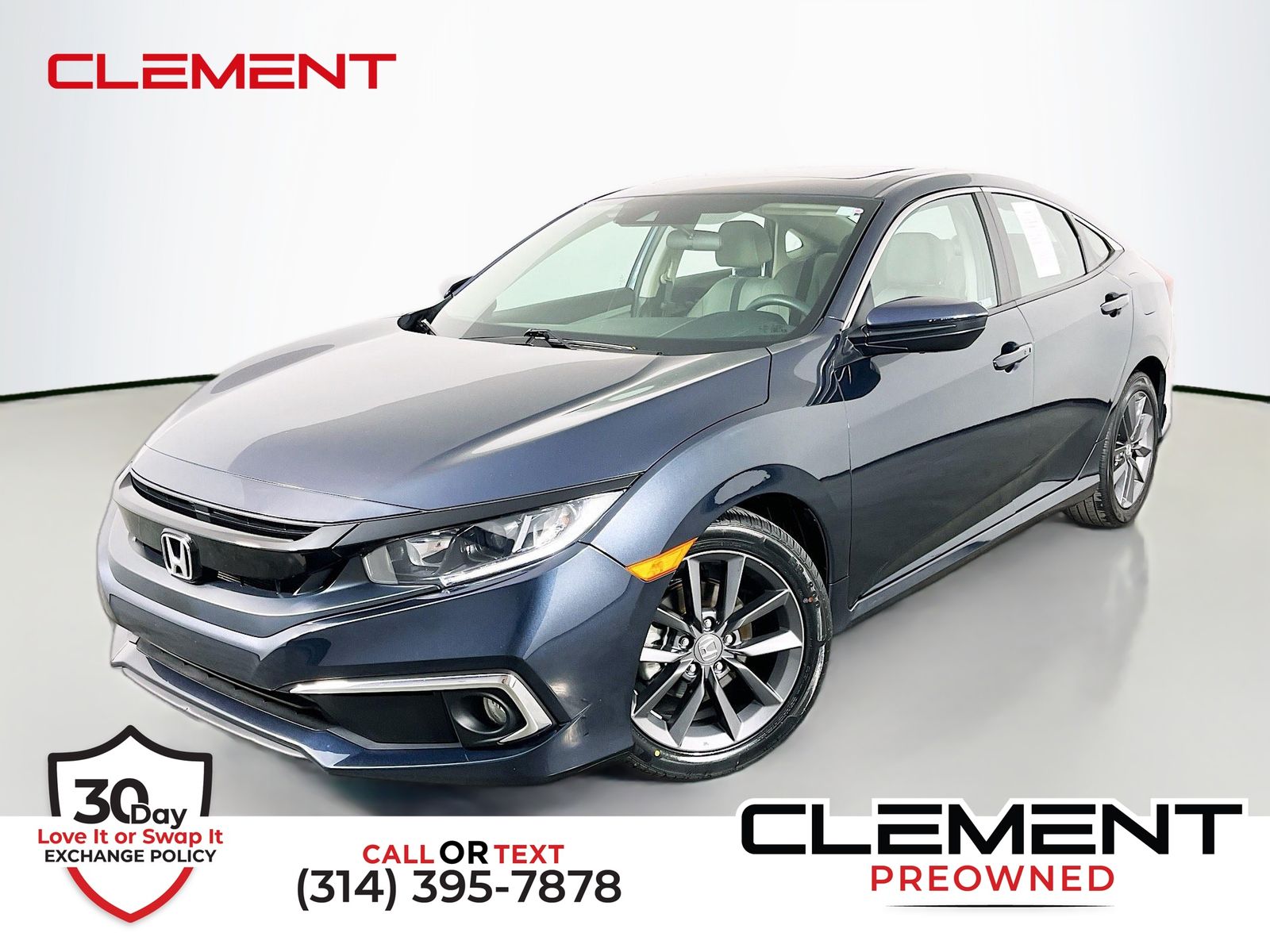 Aegean Blue Metallic 2020 Honda Civic EX Sedan FWD Sedan Front-Wheel Drive Continuously Variable Transmission