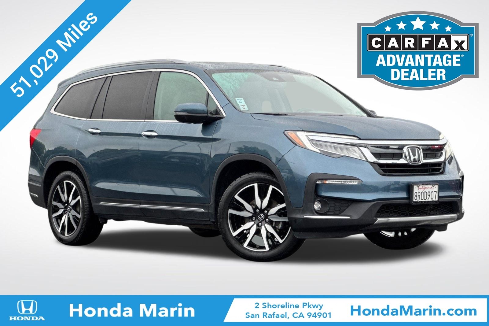 Gray (Steel Sapphire Metallic) 2020 Honda Pilot Touring FWD with Rear Captain's Chairs SUV / Crossover Front-Wheel Drive 9-Speed Automatic