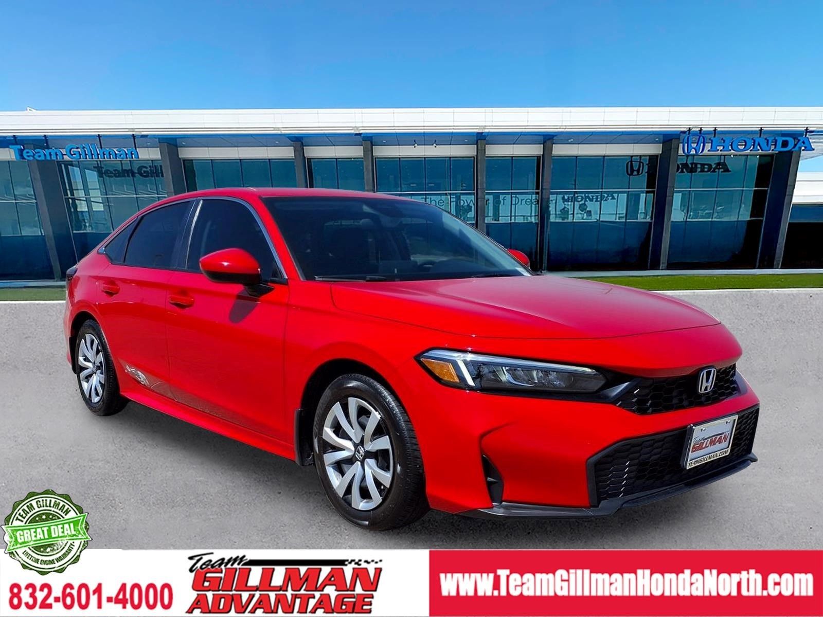 Rallye Red 2025 Honda Civic Sedan Front-Wheel Drive Continuously Variable Transmission