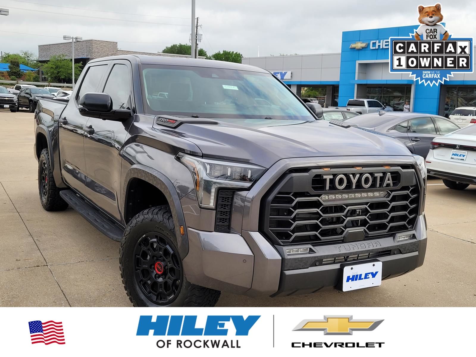 Gray 2023 Toyota Tundra Hybrid TRD Pro HV CrewMax Cab 4WD Pickup Truck Four-Wheel Drive Automatic
