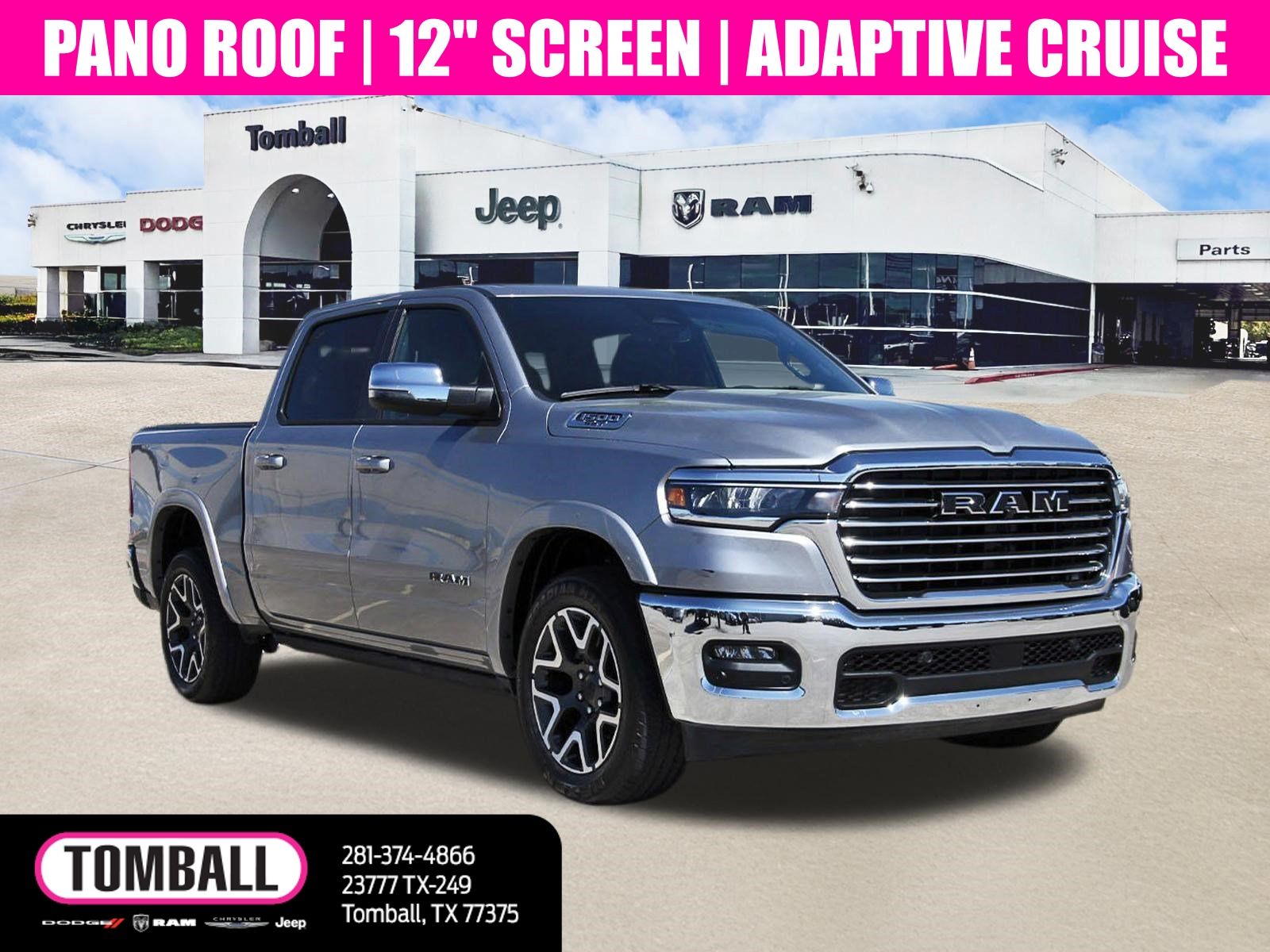 Billet Silver Metallic Clearcoat 2025 RAM 1500 Laramie Crew Cab 4WD Pickup Truck Four-Wheel Drive 8-Speed Automatic