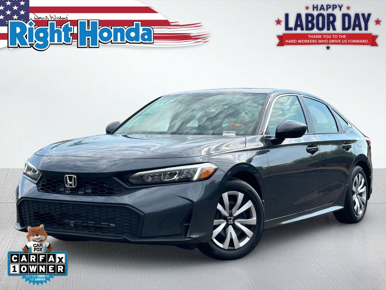 Meteorite Gray Metallic 2026 Honda Civic Sedan Front-Wheel Drive Continuously Variable Transmission