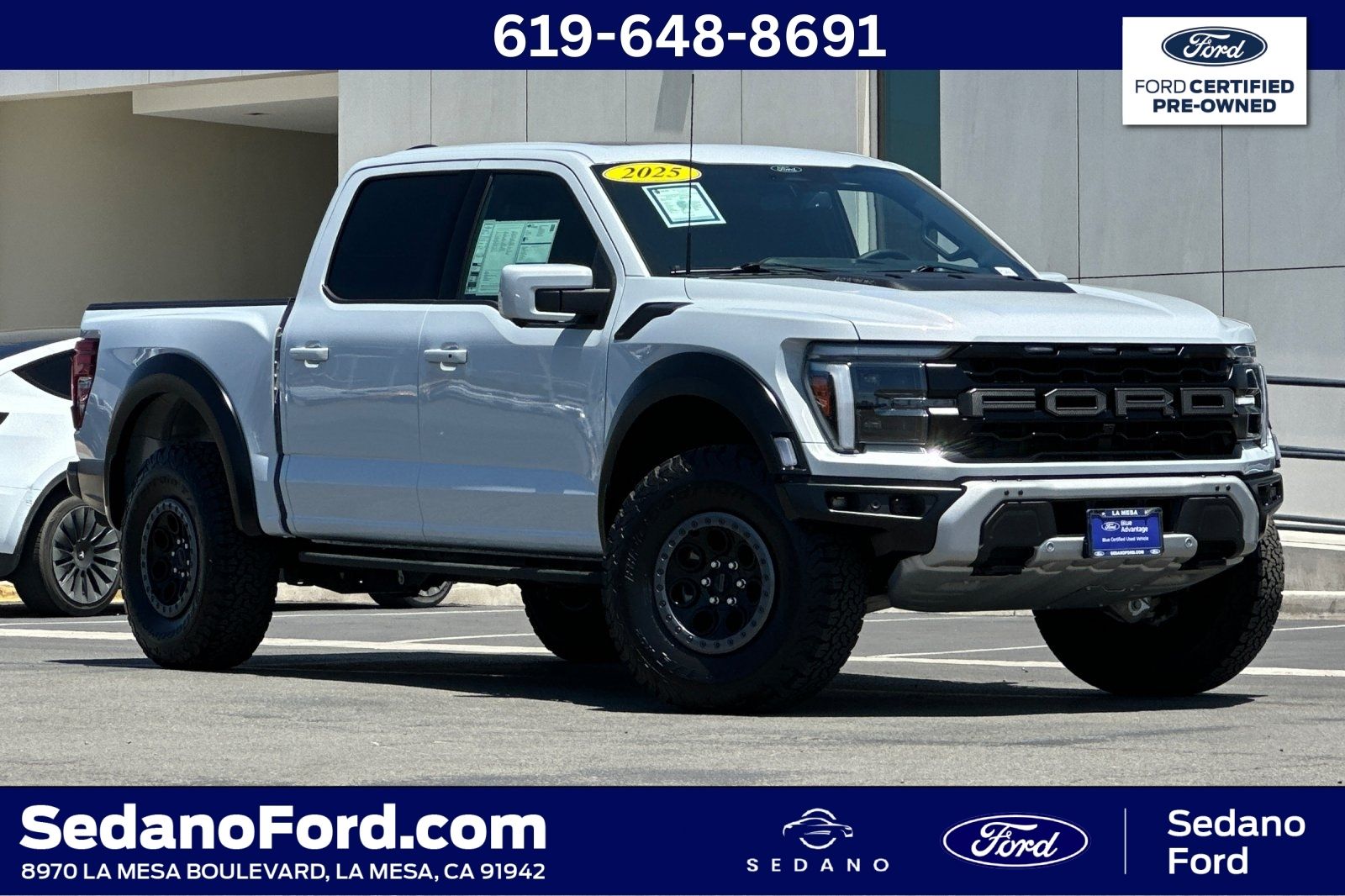 Space White Metallic 2025 Ford F-150 Raptor SuperCrew 4WD Pickup Truck Four-Wheel Drive Automatic