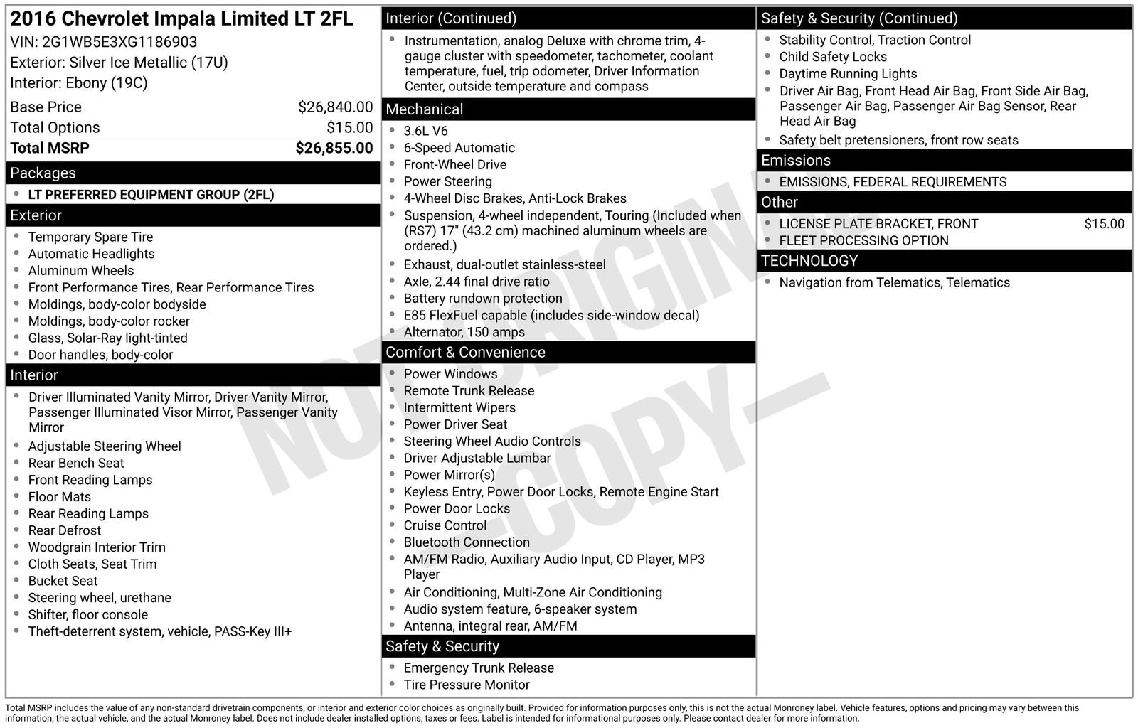 Used Car 2016 Chevrolet Impala Limited  Lt For Sale Under $10,000 In Austin, Texas