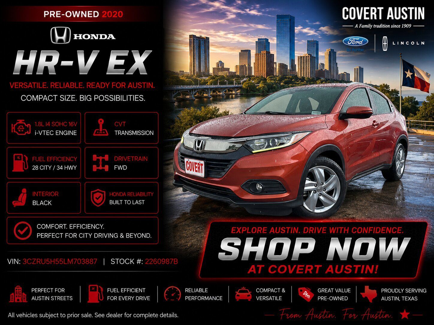 Orange 2020 Honda HR-V SUV / Crossover Front-Wheel Drive Continuously Variable Transmission