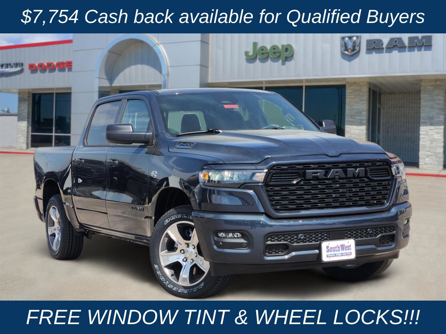 Forged Blue Metallic 2026 RAM 1500 Pickup Truck Four-Wheel Drive 8-Speed Automatic