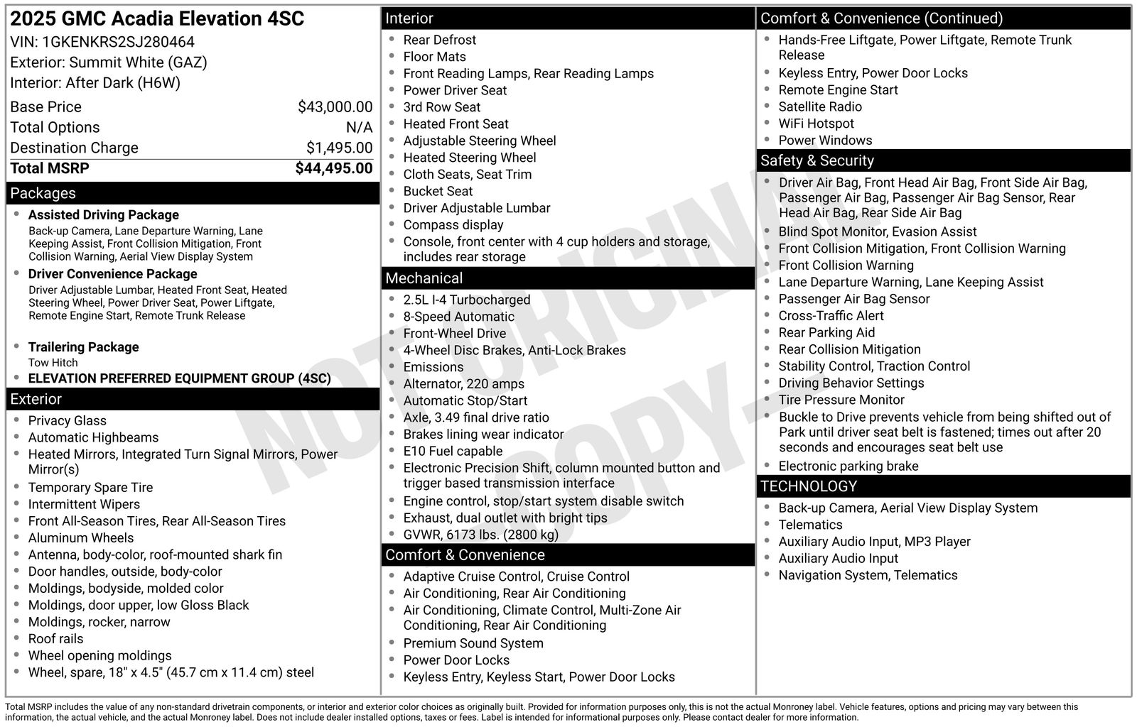2025 GMC Acadia Elevation FWD
