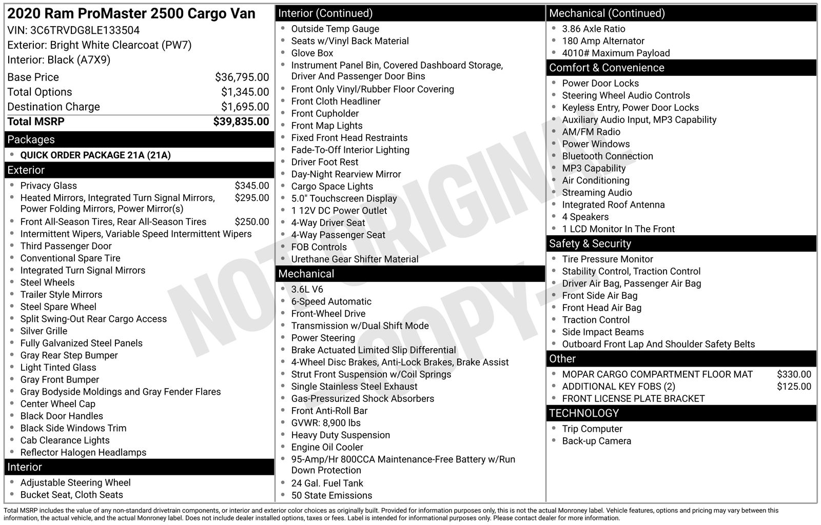 Used Car 2020 Ram Promaster 2500  High Roof For Sale Under $25,000 In Austin, Texas