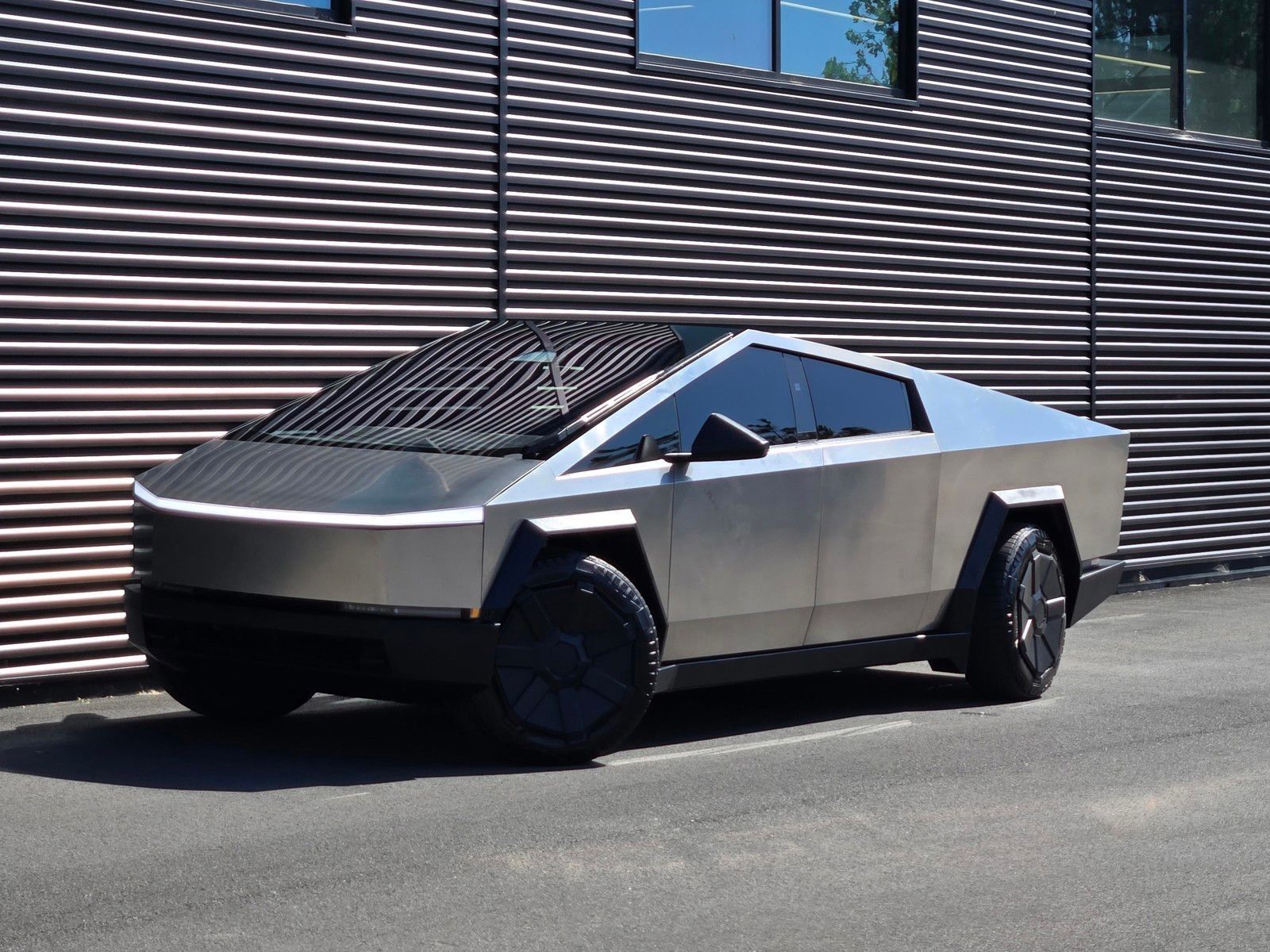 Gray (Stainless Steel) 2024 Tesla Cybertruck Pickup Truck All-Wheel Drive 1-Speed Automatic