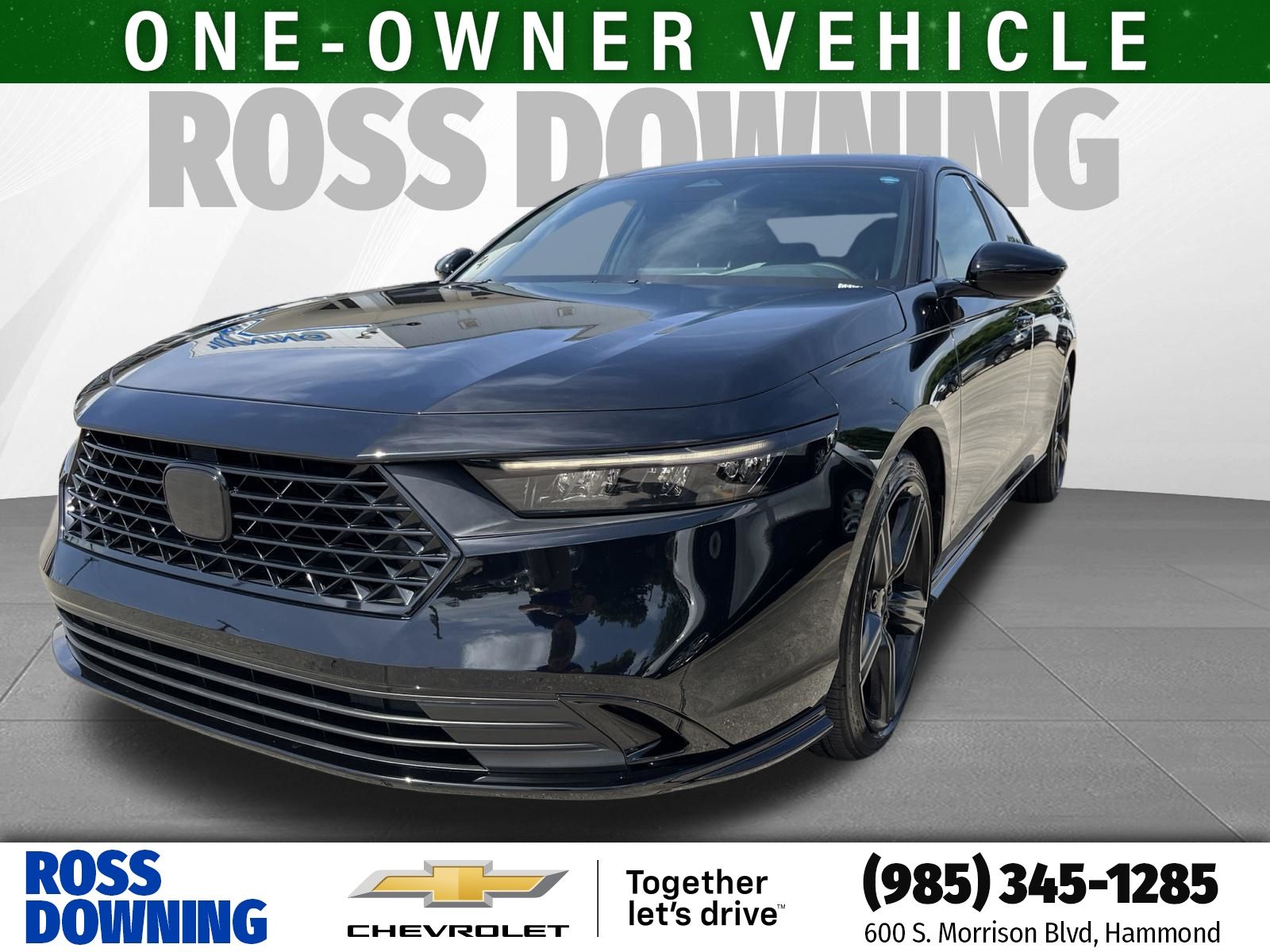 Black 2025 Honda Accord Hybrid Sedan Front-Wheel Drive Continuously Variable Transmission
