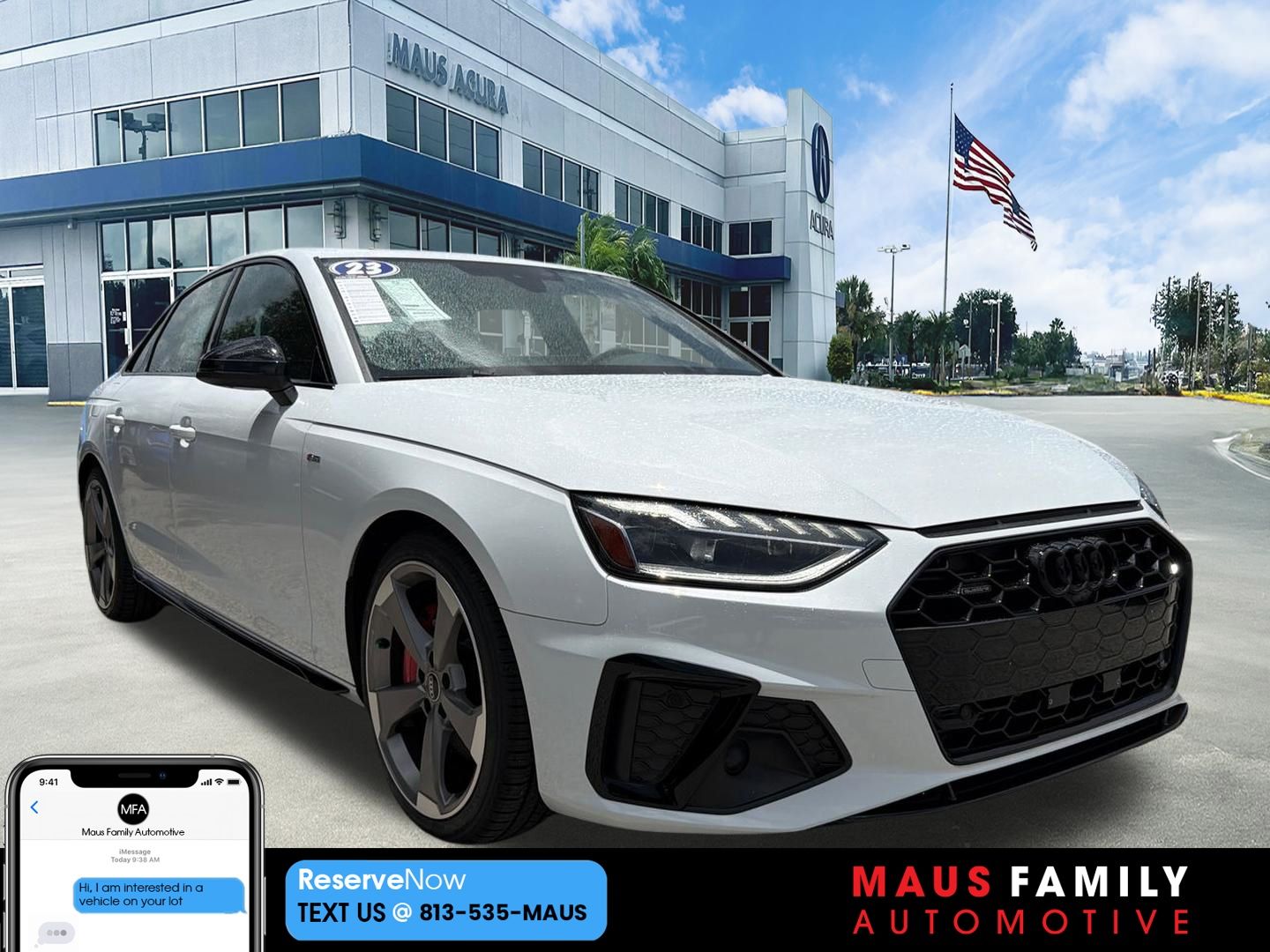 Glacier White 2023 Audi A4 Sedan All-Wheel Drive 7-Speed Automatic