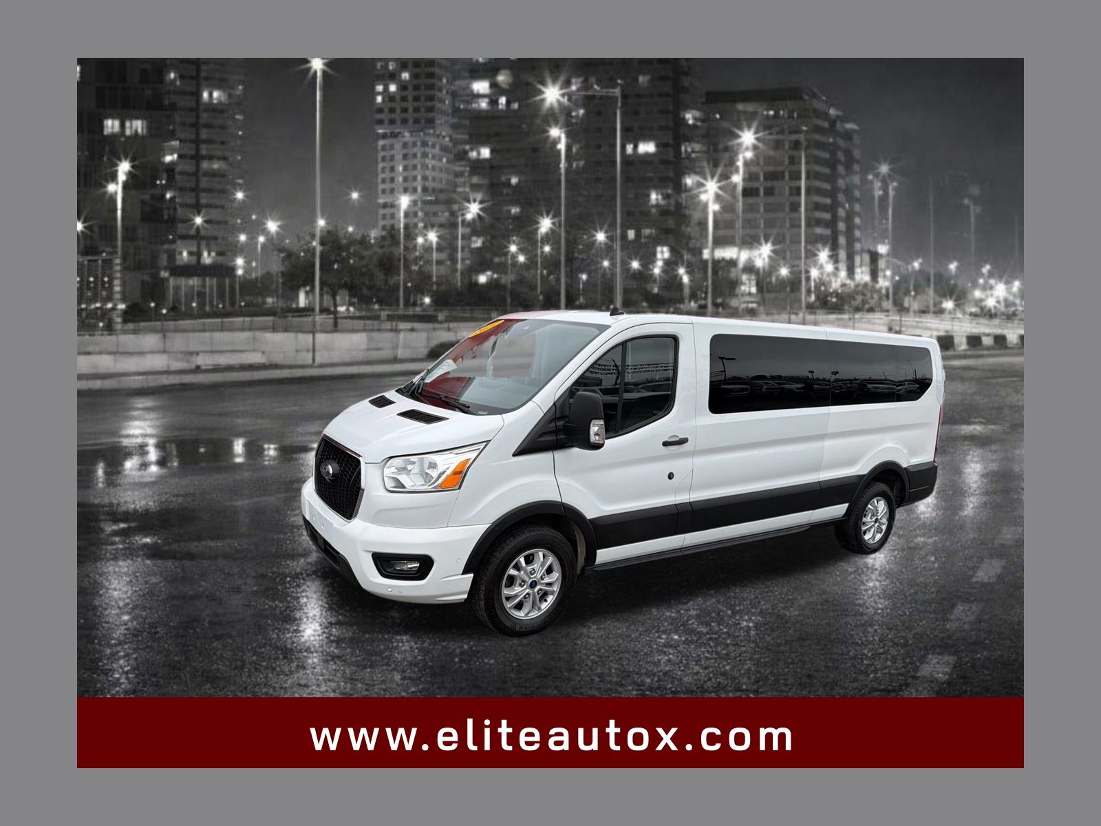 Oxford White 2021 Ford Transit Passenger 350 XLT Low Roof LB RWD Van Rear-Wheel Drive