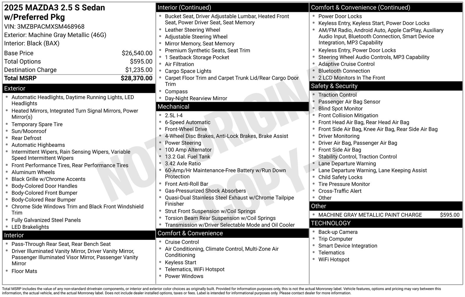 Used Car 2025 Mazda Mazda3  2.5 S Preferred Package For Sale Under $25,000 In Austin, Texas