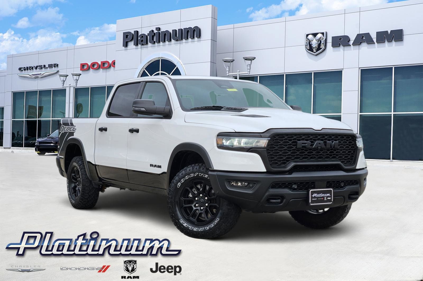 Bright White Clearcoat 2025 RAM 1500 Rebel Crew Cab 4WD Pickup Truck Four-Wheel Drive 8-Speed Automatic